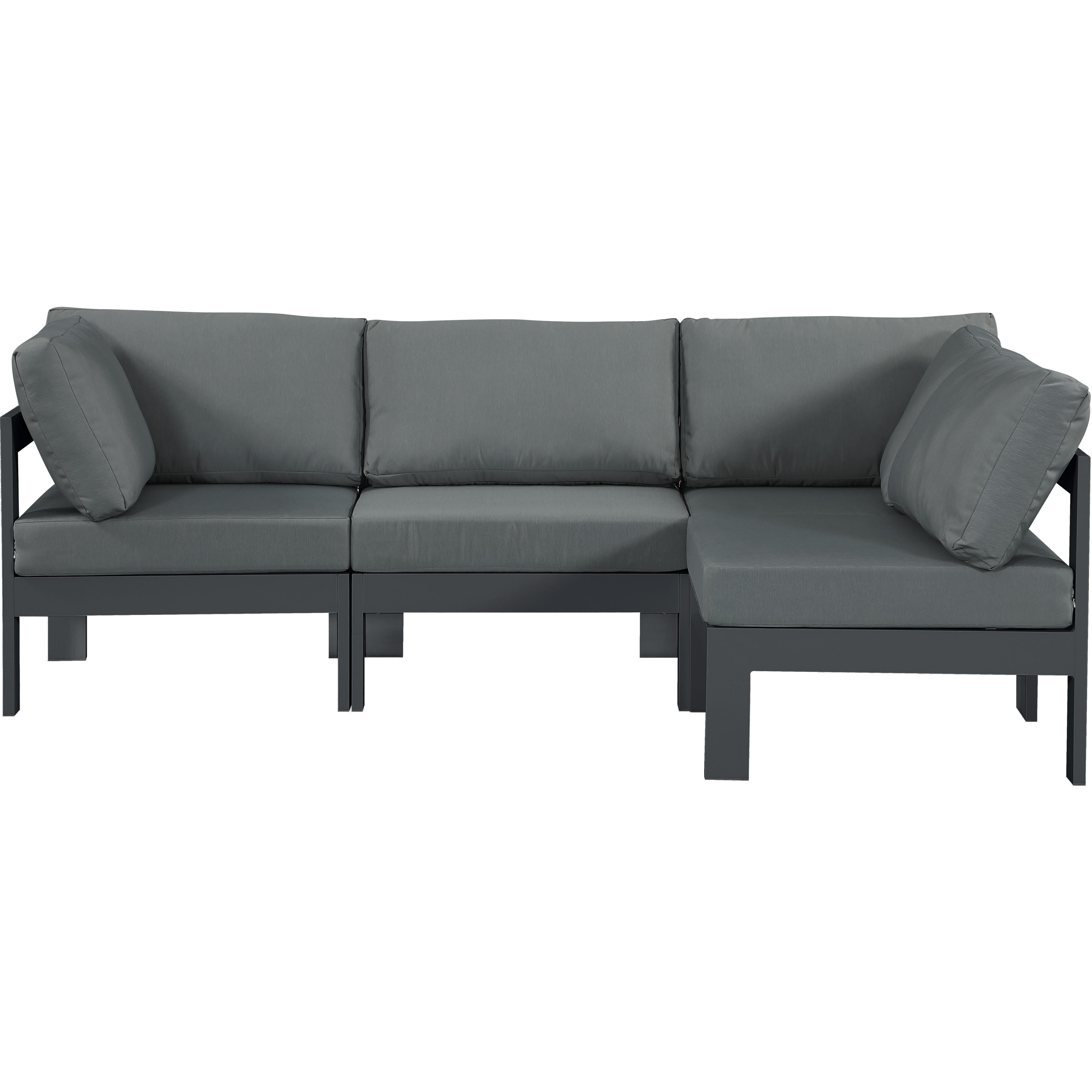 Meridian Nizuc Grey Water Resistant Fabric Outdoor Patio Modular Sectional