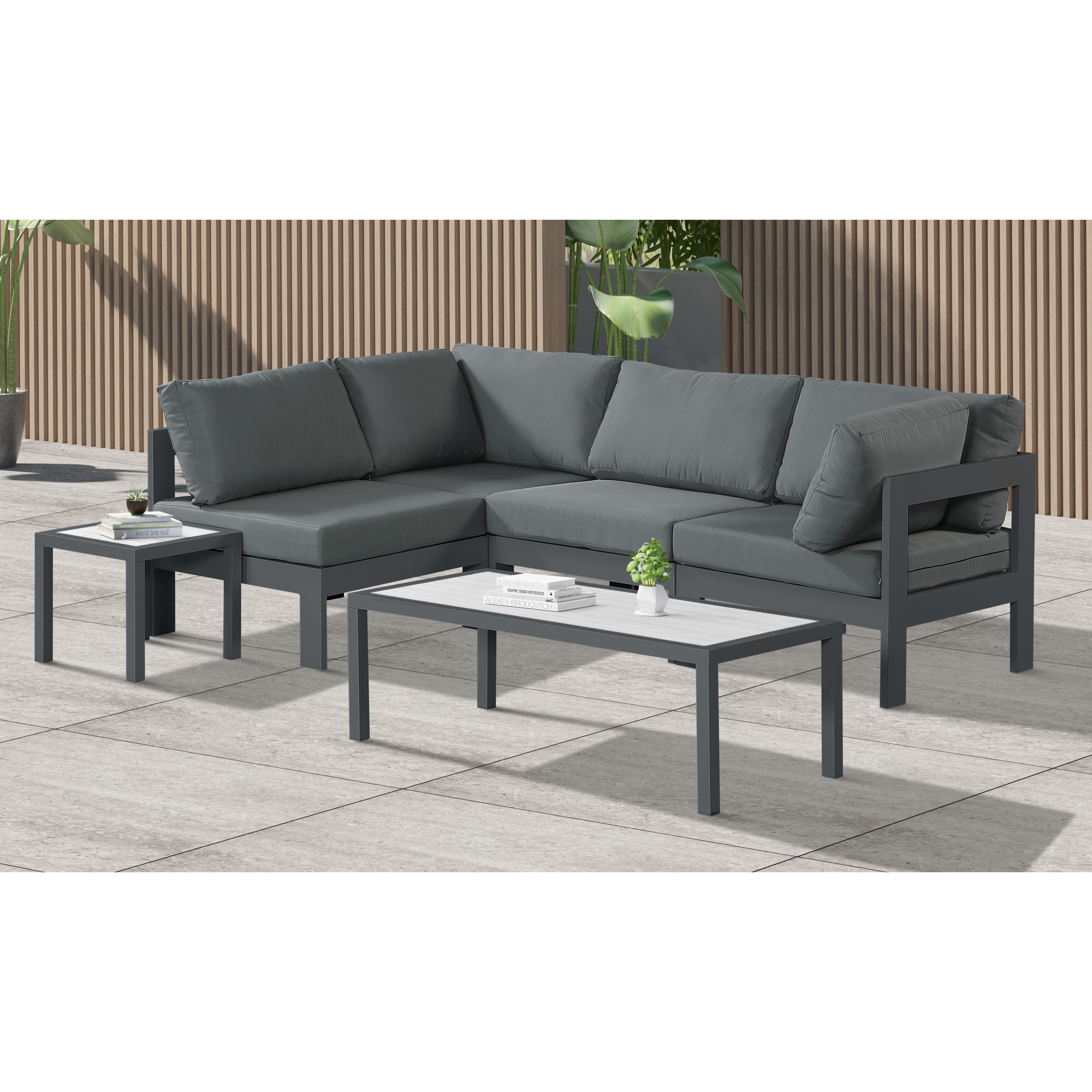 Meridian Nizuc Grey Water Resistant Fabric Outdoor Patio Modular Sectional