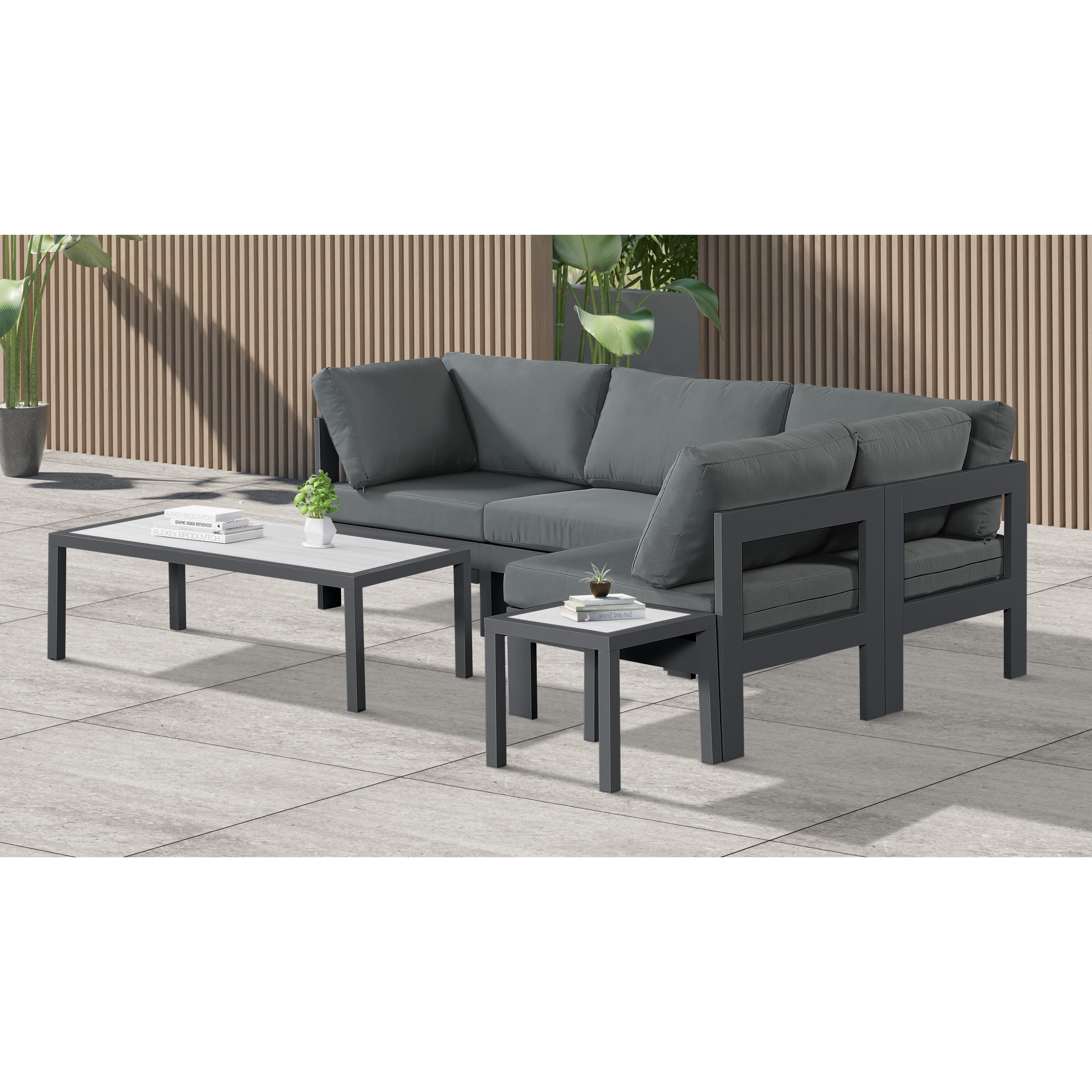 Meridian Nizuc Grey Water Resistant Fabric Outdoor Patio Modular Sectional