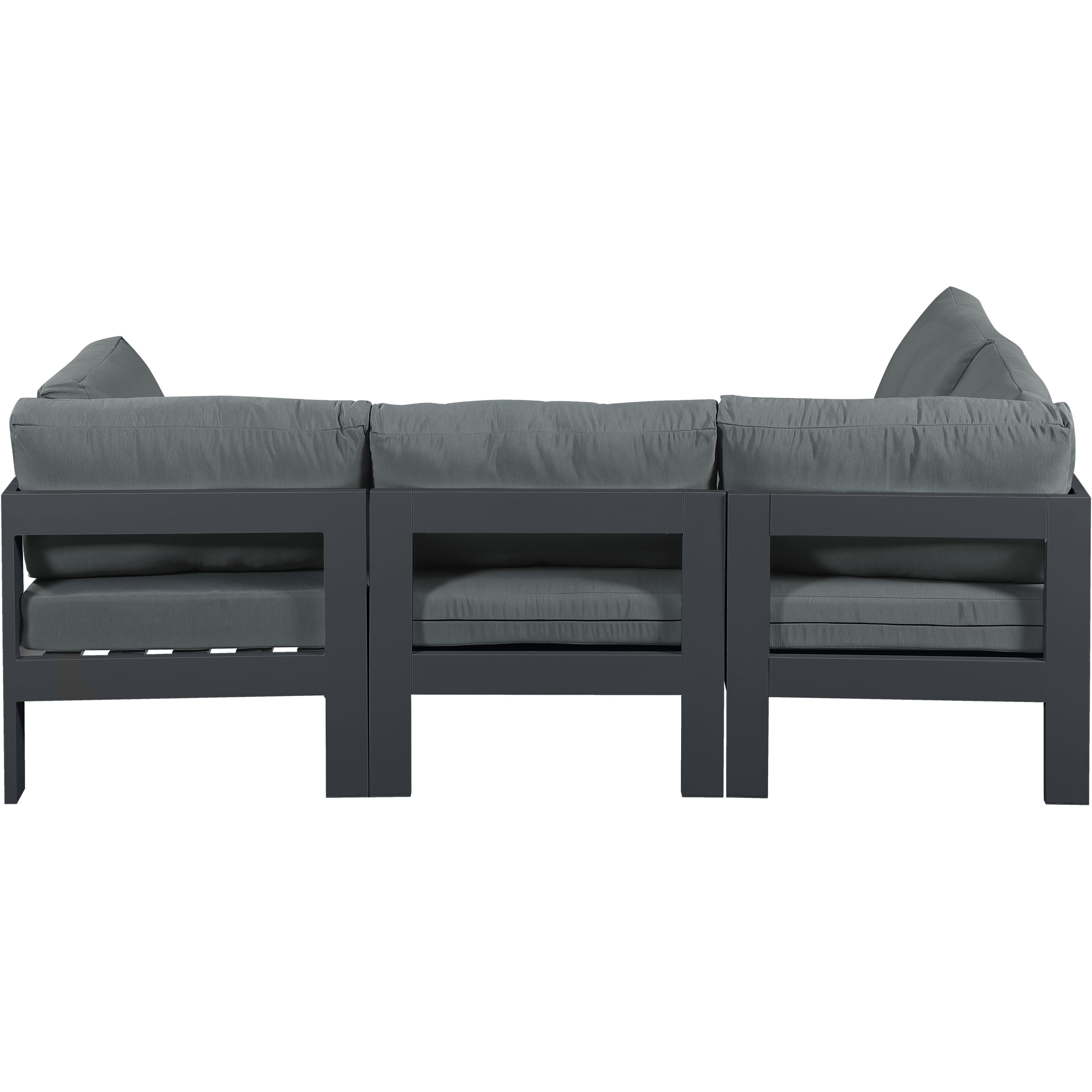 Meridian Nizuc Grey Water Resistant Fabric Outdoor Patio Modular Sectional