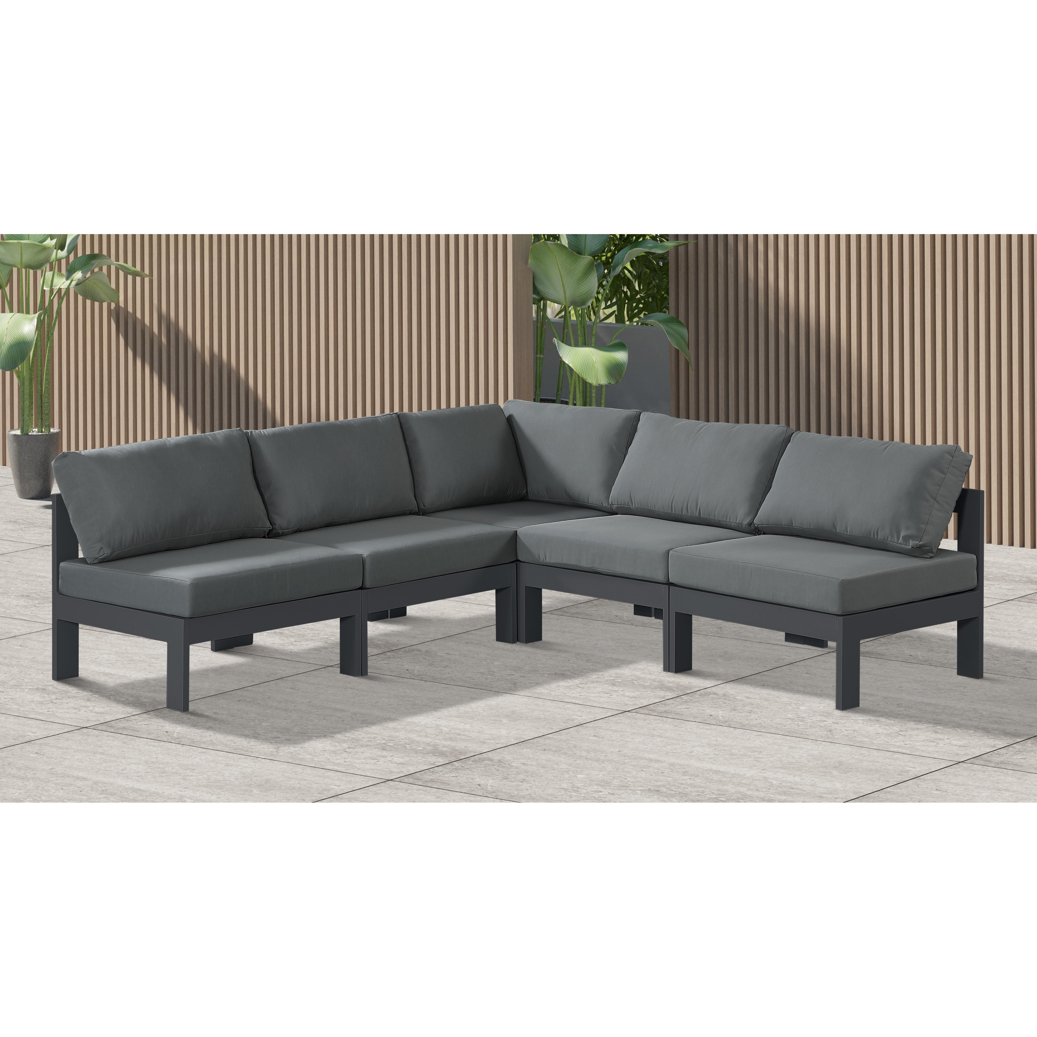 Meridian Nizuc Grey Water Resistant Fabric Outdoor Patio Modular Sectional