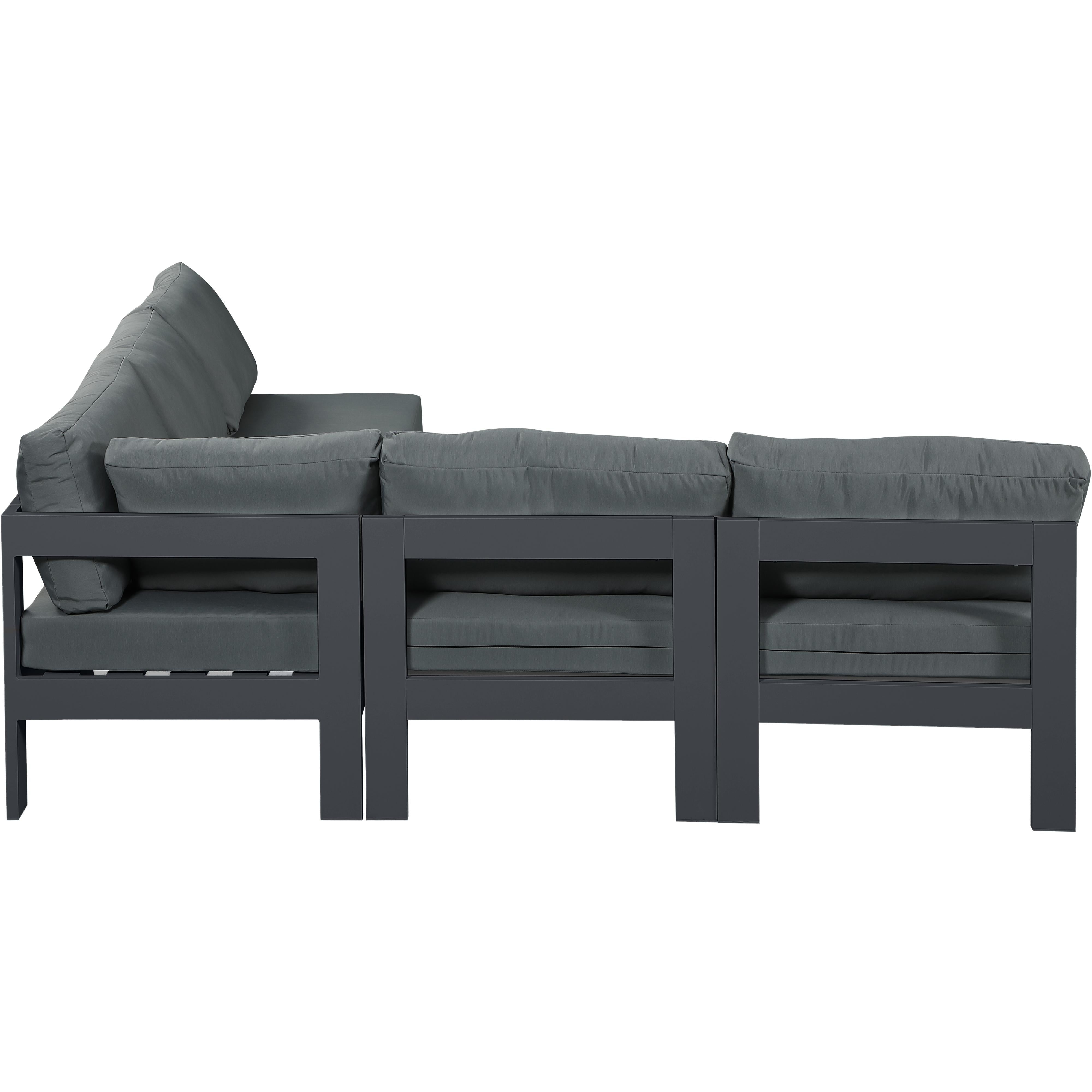 Meridian Nizuc Grey Water Resistant Fabric Outdoor Patio Modular Sectional