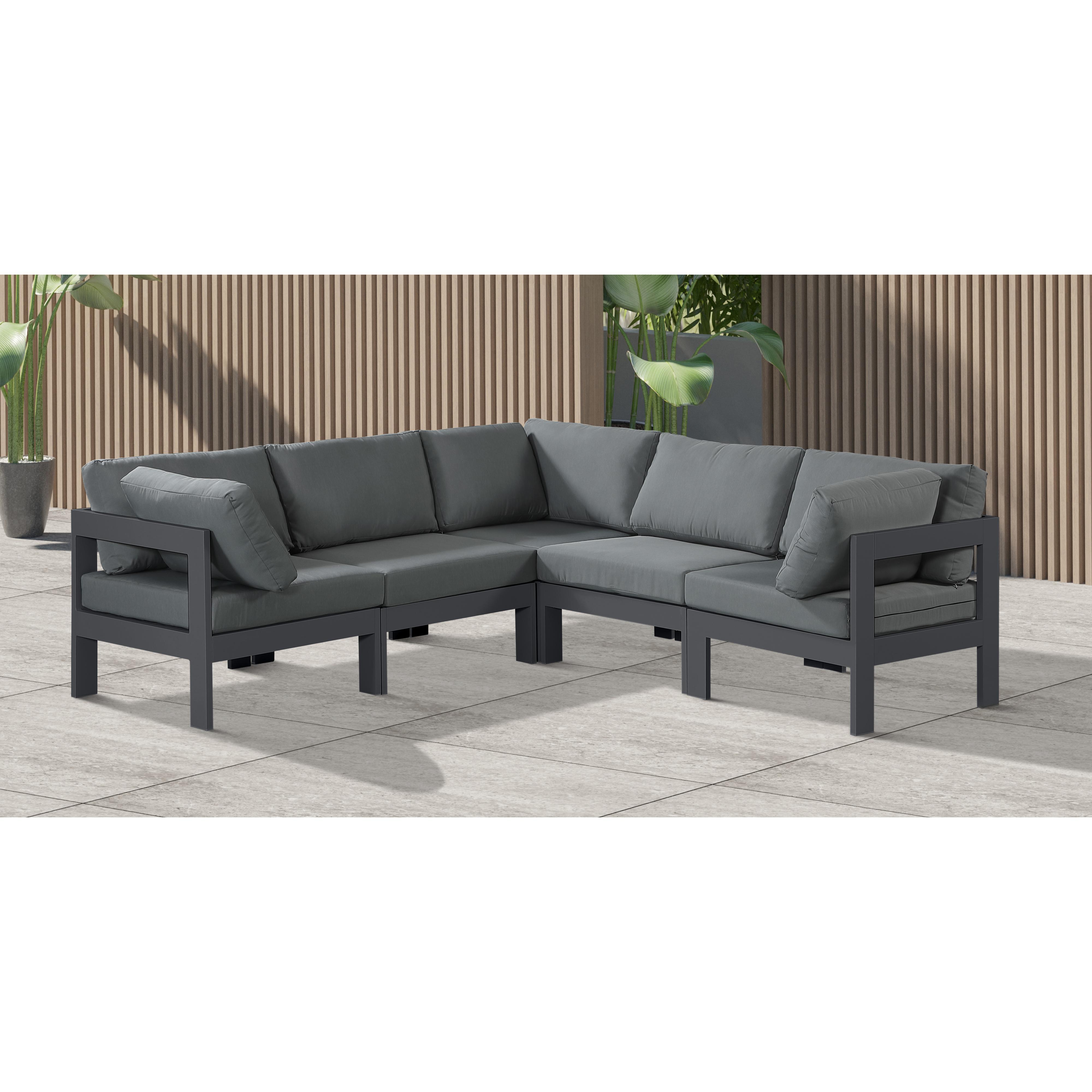Meridian Nizuc Grey Water Resistant Fabric Outdoor Patio Modular Sectional