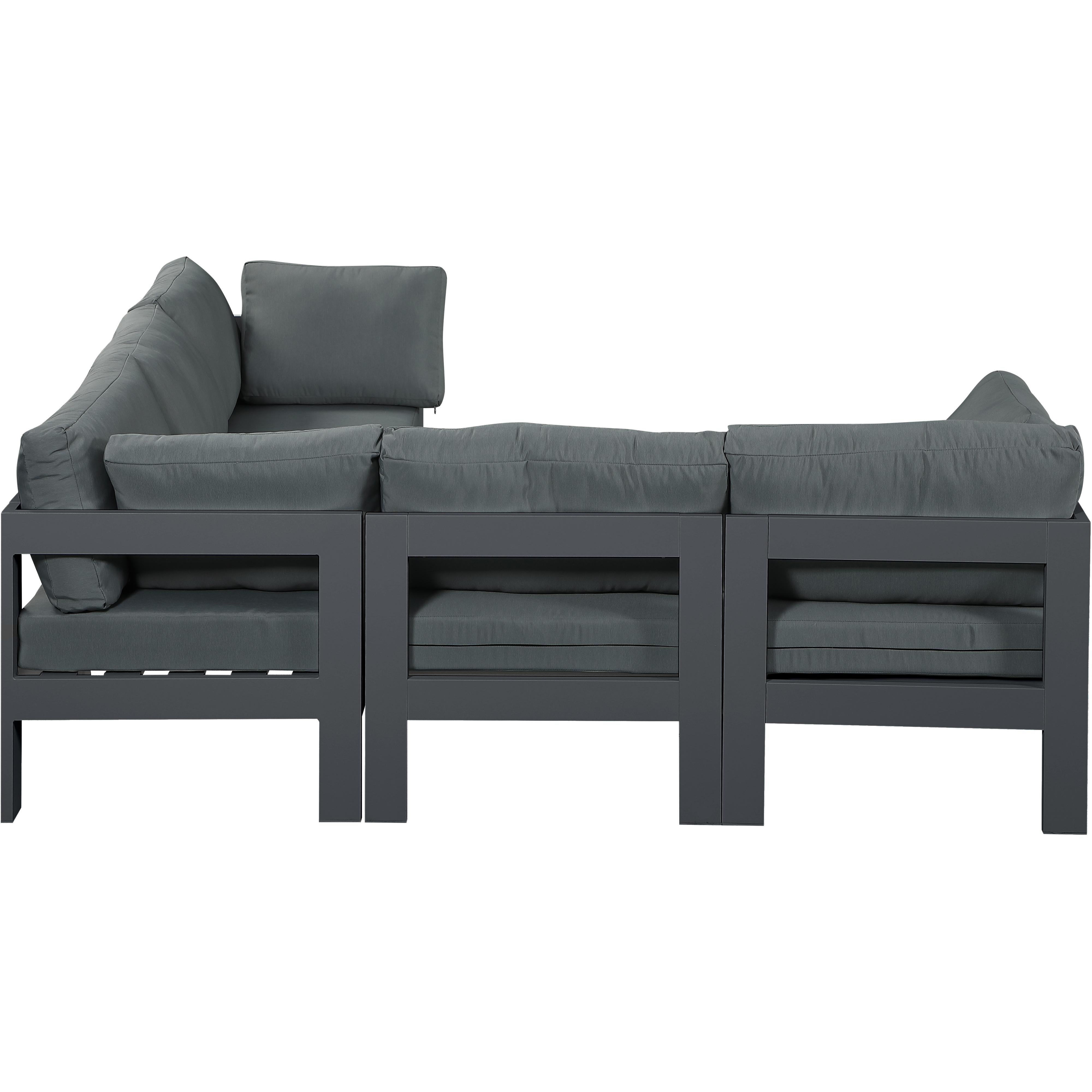 Meridian Nizuc Grey Water Resistant Fabric Outdoor Patio Modular Sectional