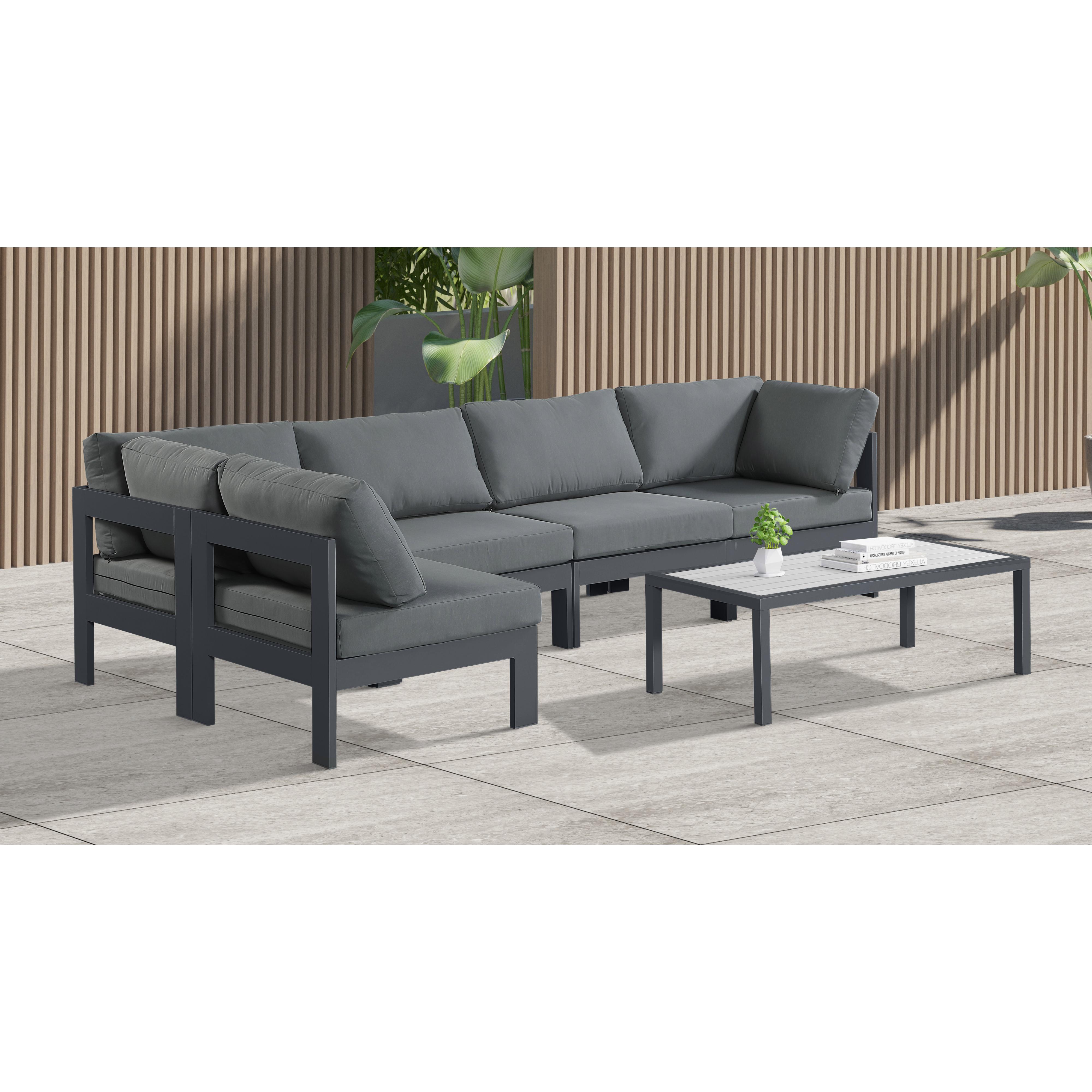 Meridian Nizuc Grey Water Resistant Fabric Outdoor Patio Modular Sectional