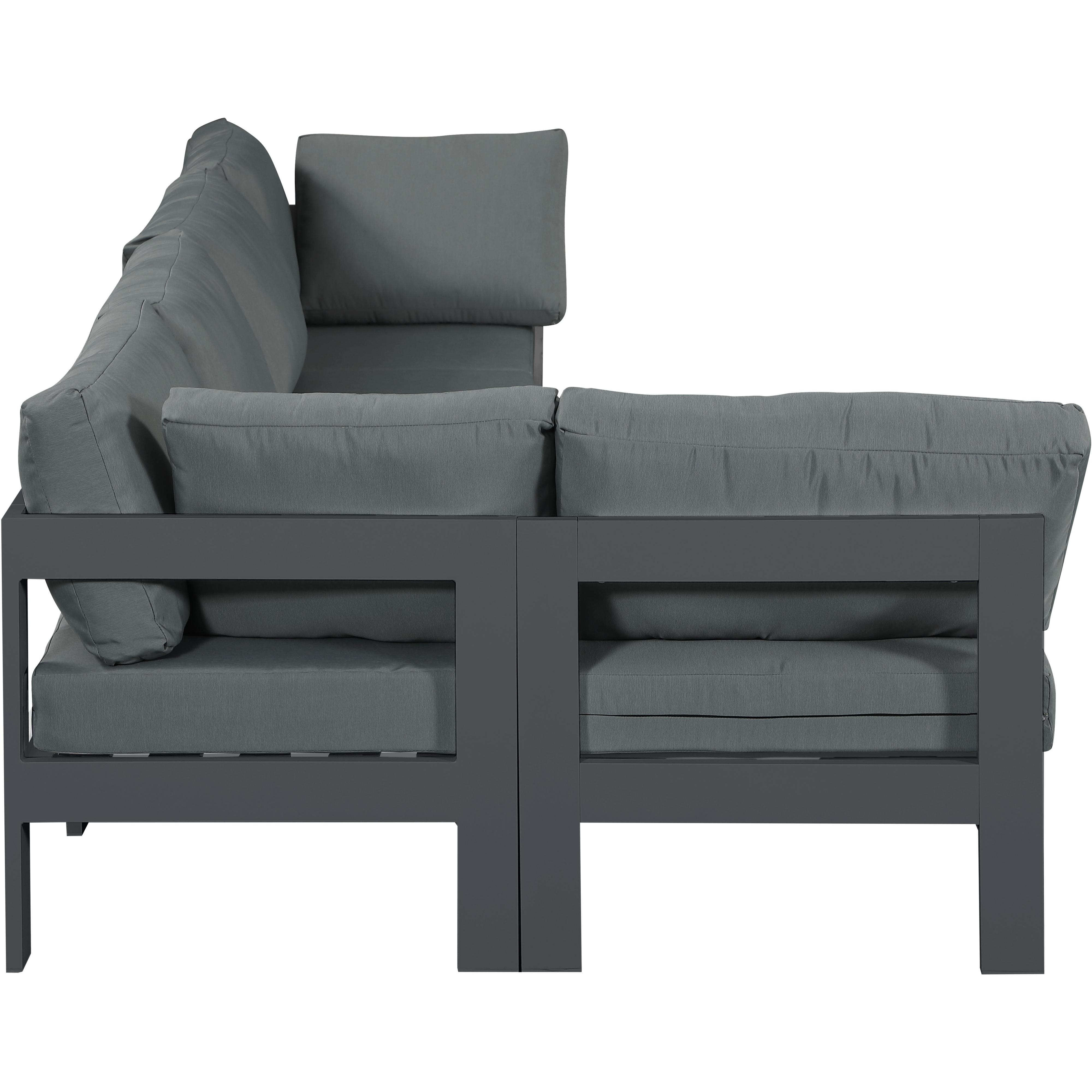 Meridian Nizuc Grey Water Resistant Fabric Outdoor Patio Modular Sectional