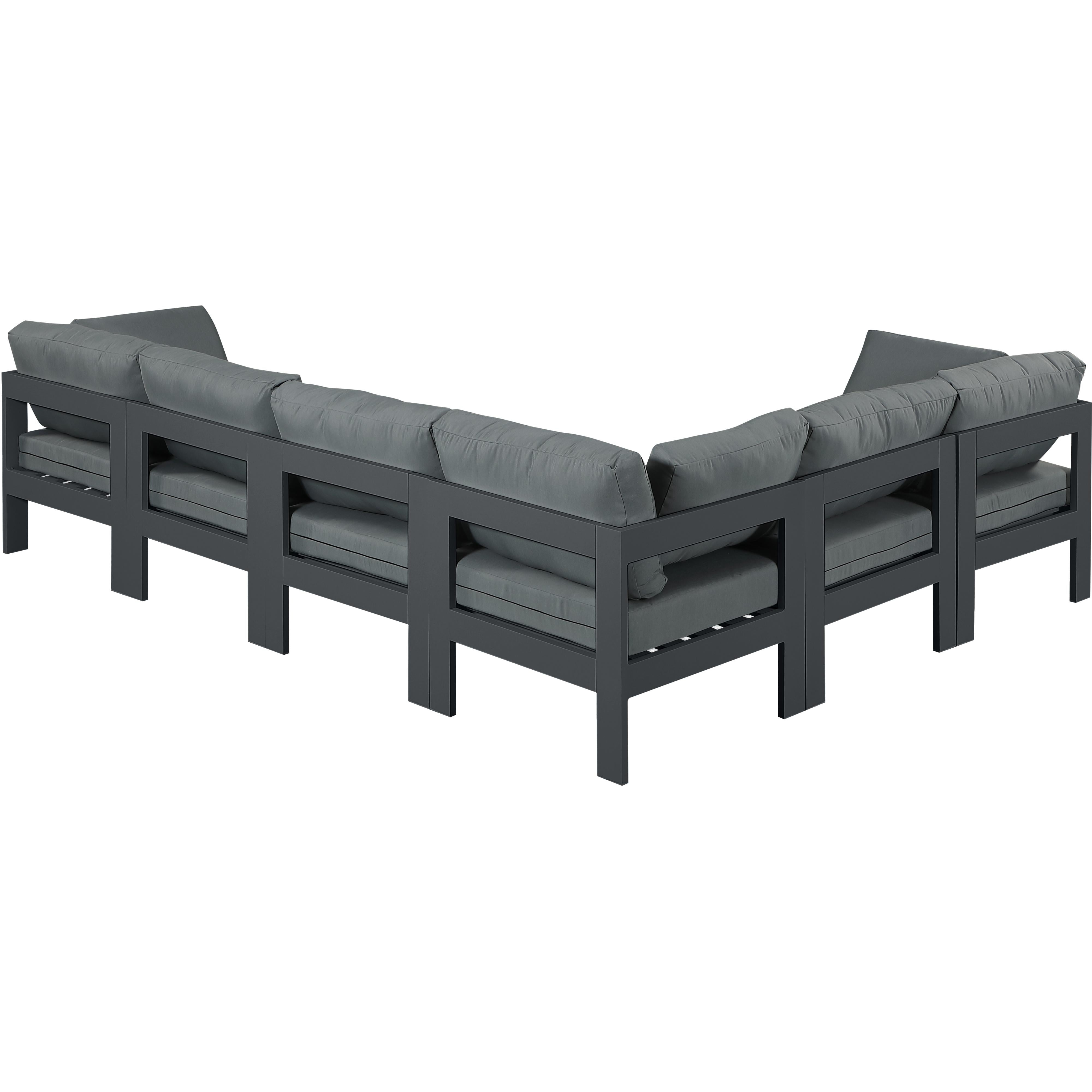Meridian Nizuc Grey Water Resistant Fabric Outdoor Patio Modular Sectional