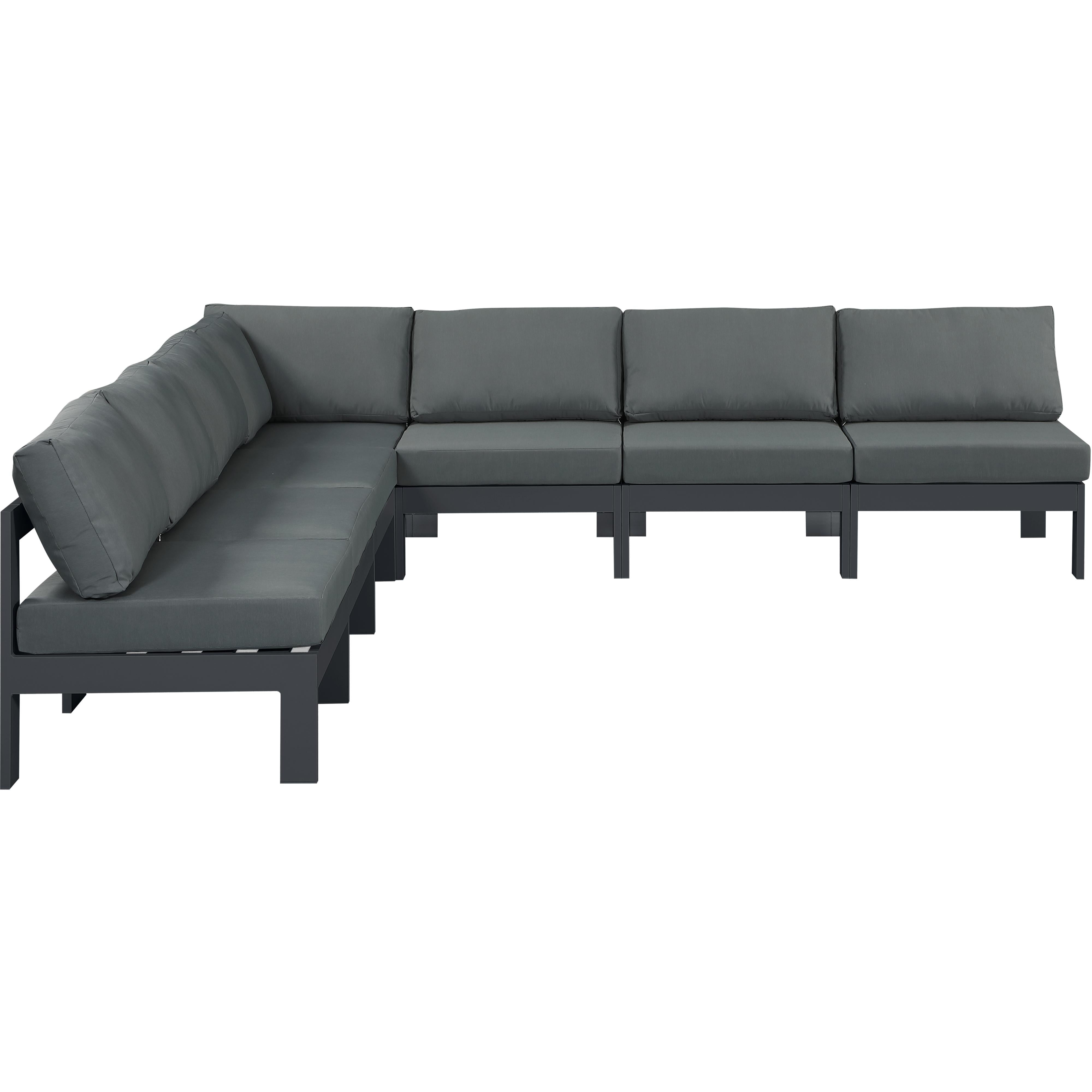 Meridian Nizuc Grey Water Resistant Fabric Outdoor Patio Modular Sectional