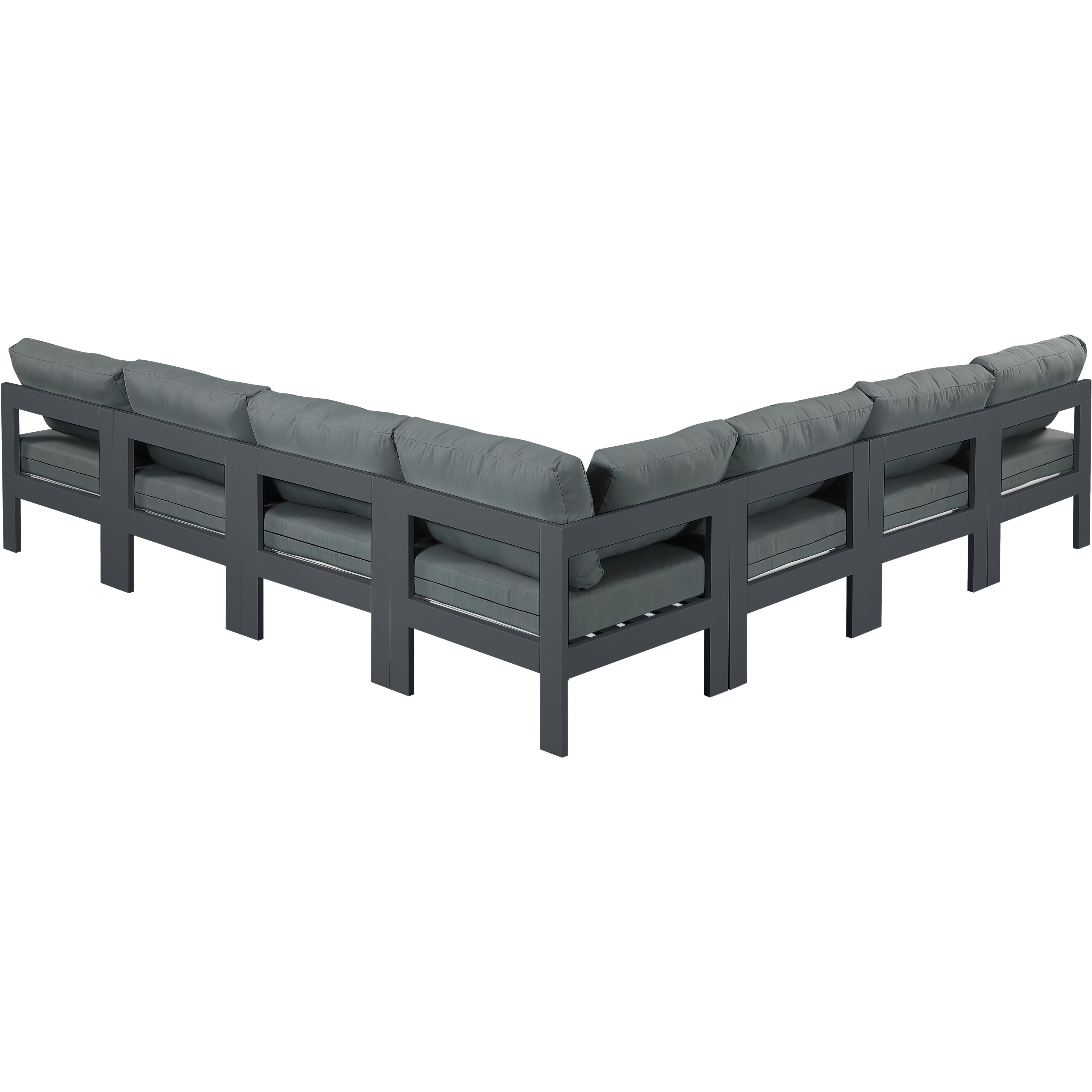 Meridian Nizuc Grey Water Resistant Fabric Outdoor Patio Modular Sectional
