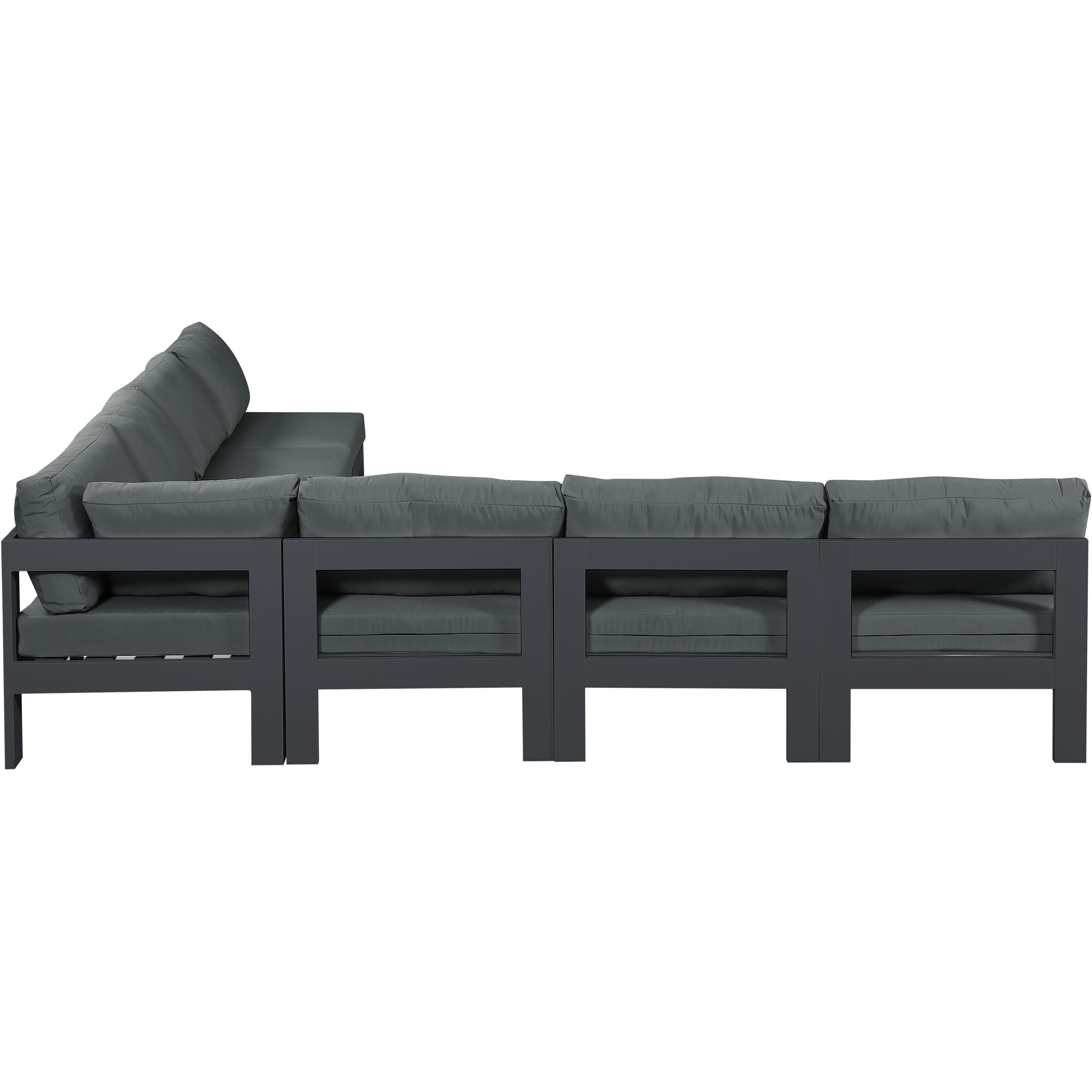 Meridian Nizuc Grey Water Resistant Fabric Outdoor Patio Modular Sectional