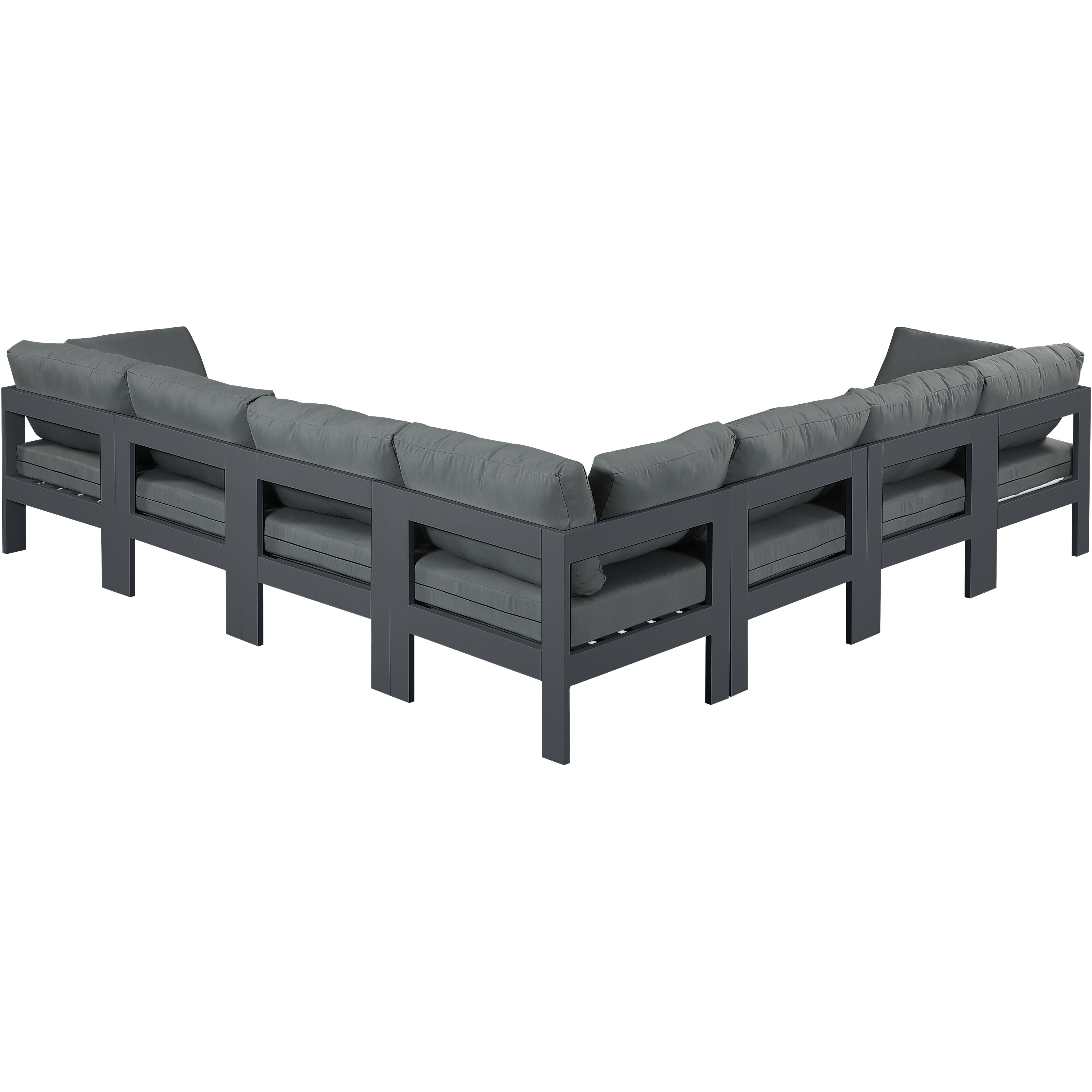 Meridian Nizuc Grey Water Resistant Fabric Outdoor Patio Modular Sectional