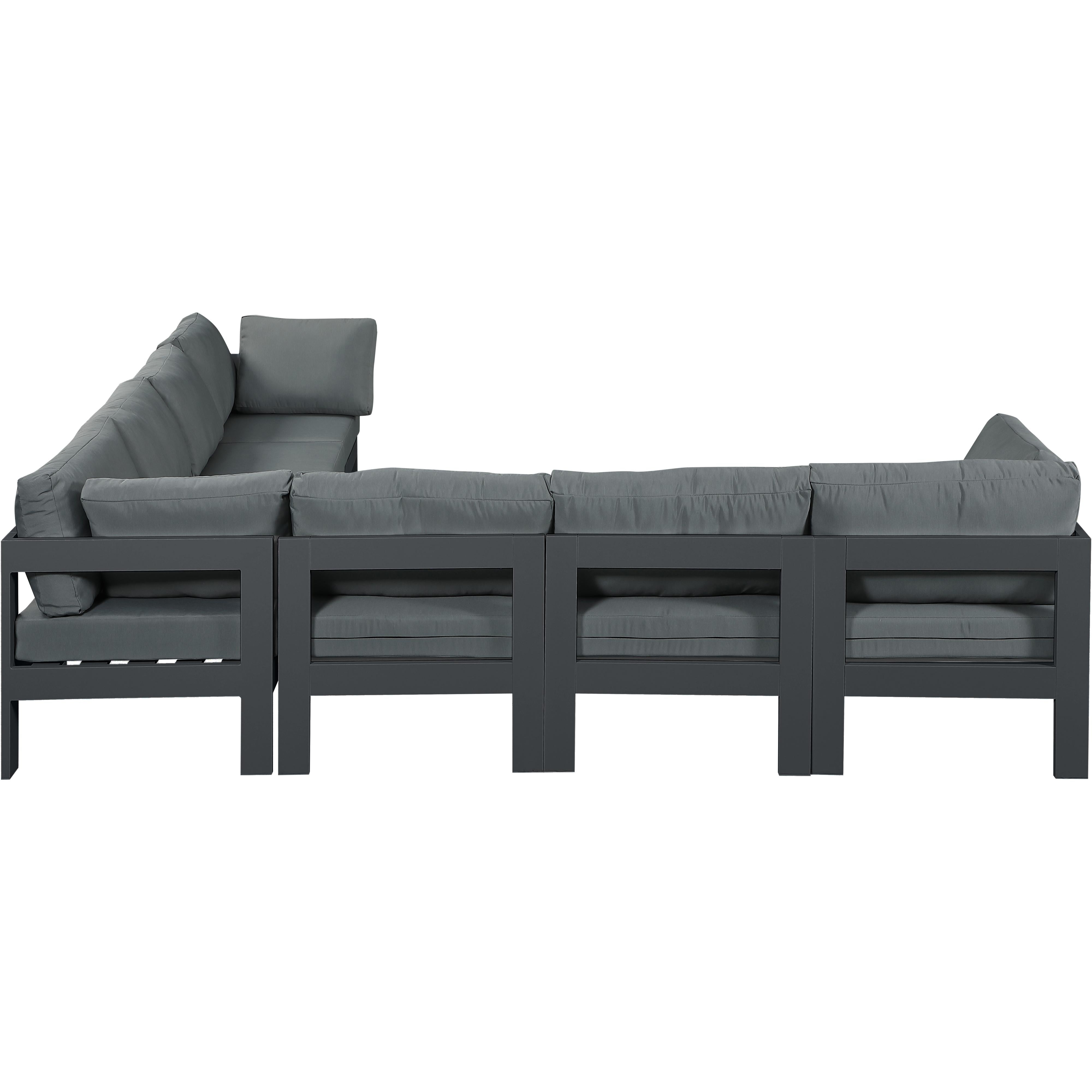 Meridian Nizuc Grey Water Resistant Fabric Outdoor Patio Modular Sectional