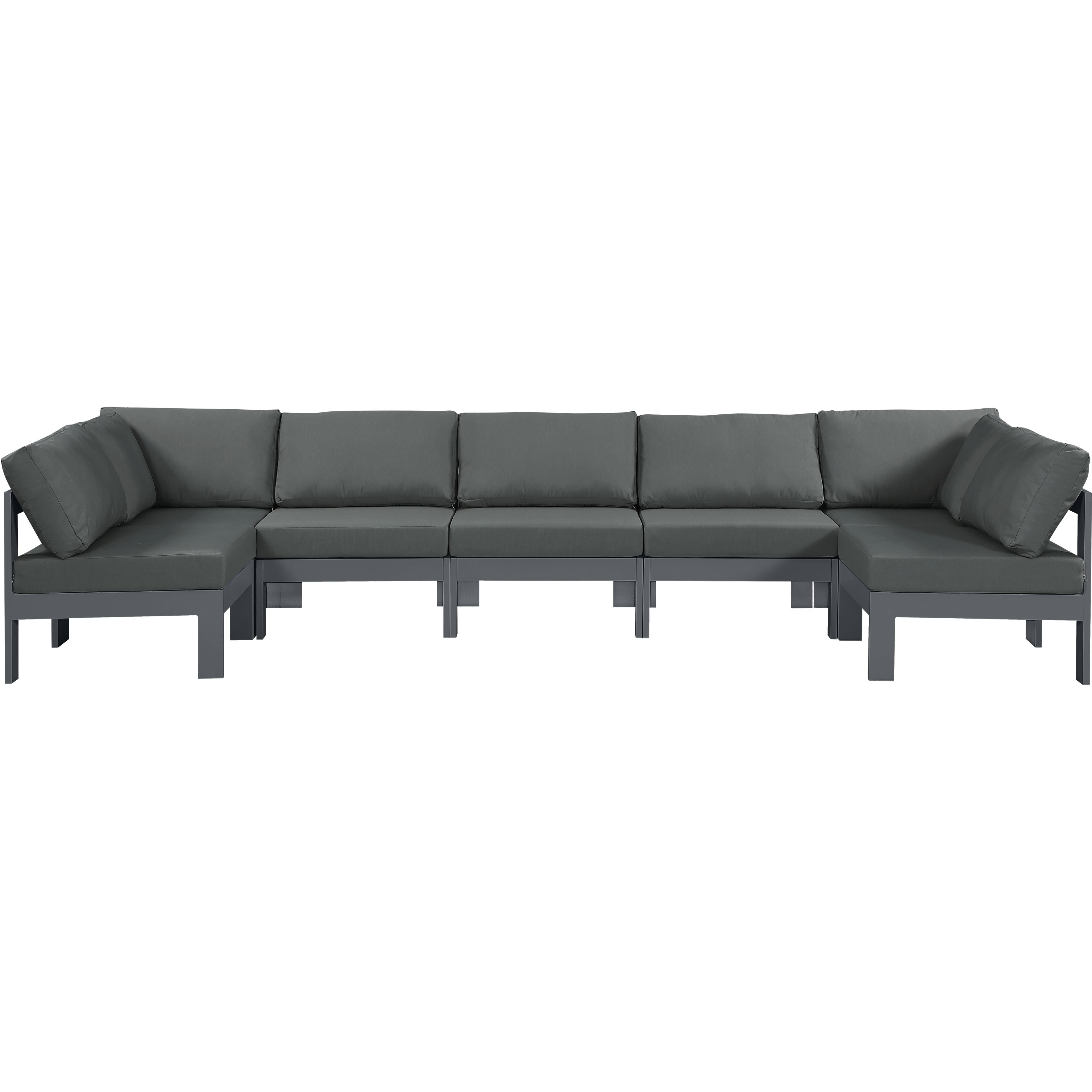 Meridian Nizuc Grey Water Resistant Fabric Outdoor Patio Modular Sectional