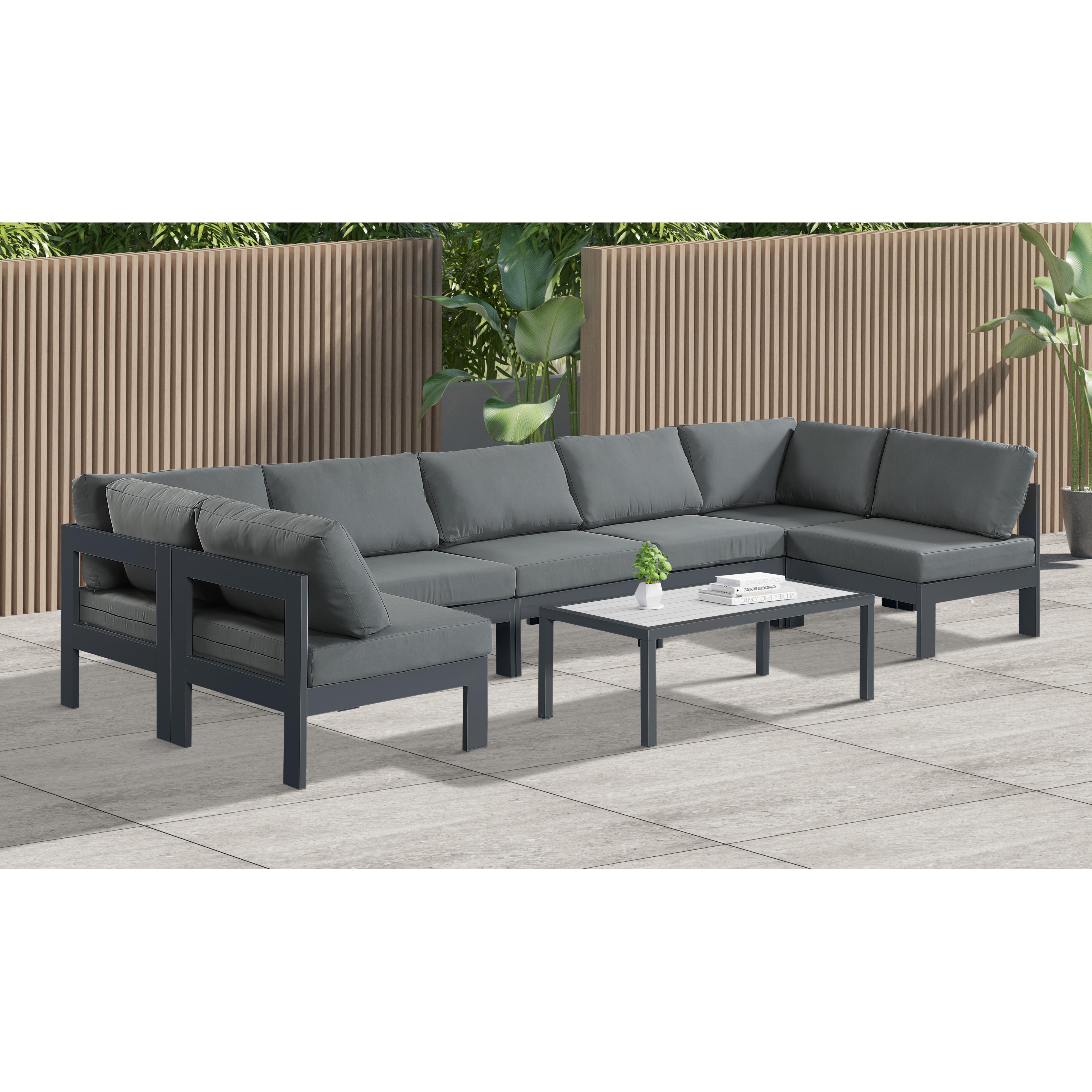 Meridian Nizuc Grey Water Resistant Fabric Outdoor Patio Modular Sectional