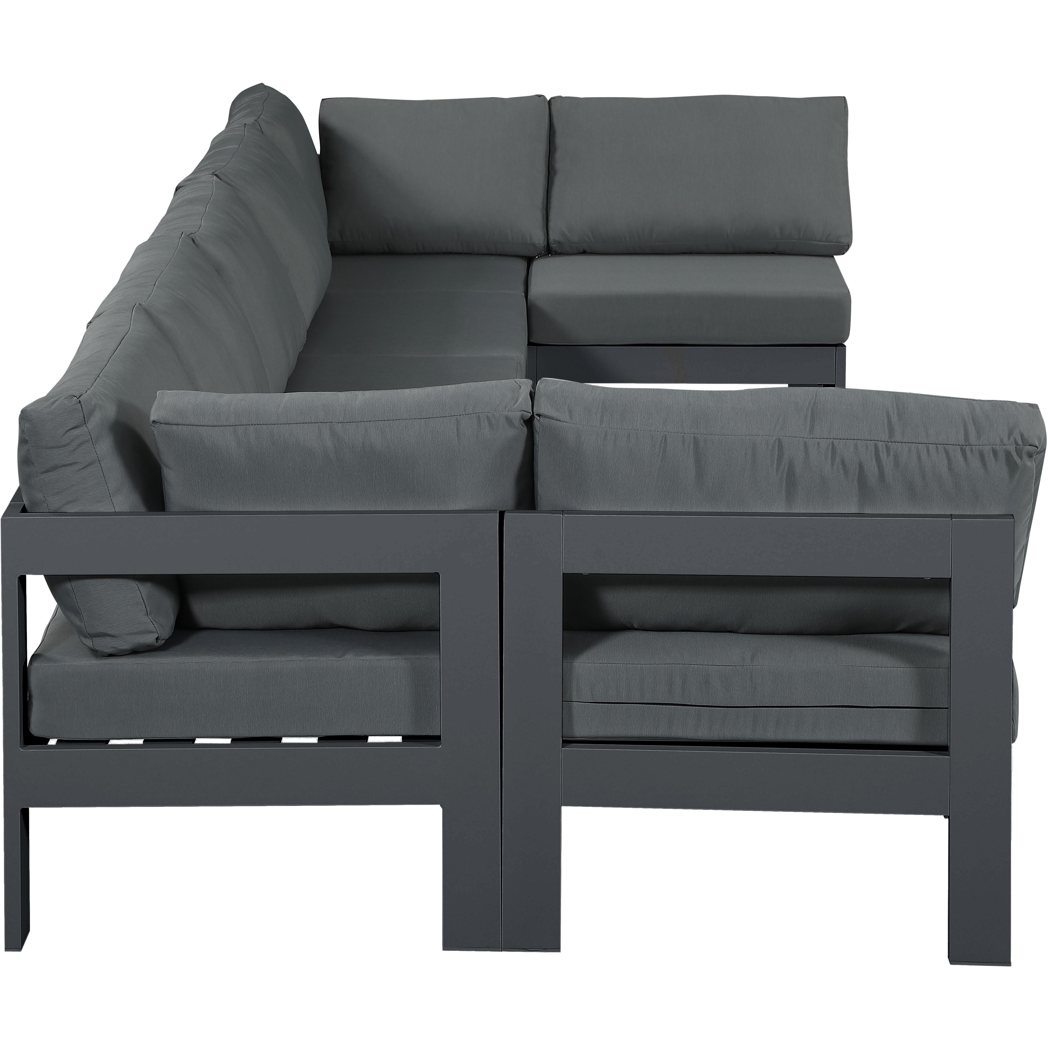 Meridian Nizuc Grey Water Resistant Fabric Outdoor Patio Modular Sectional