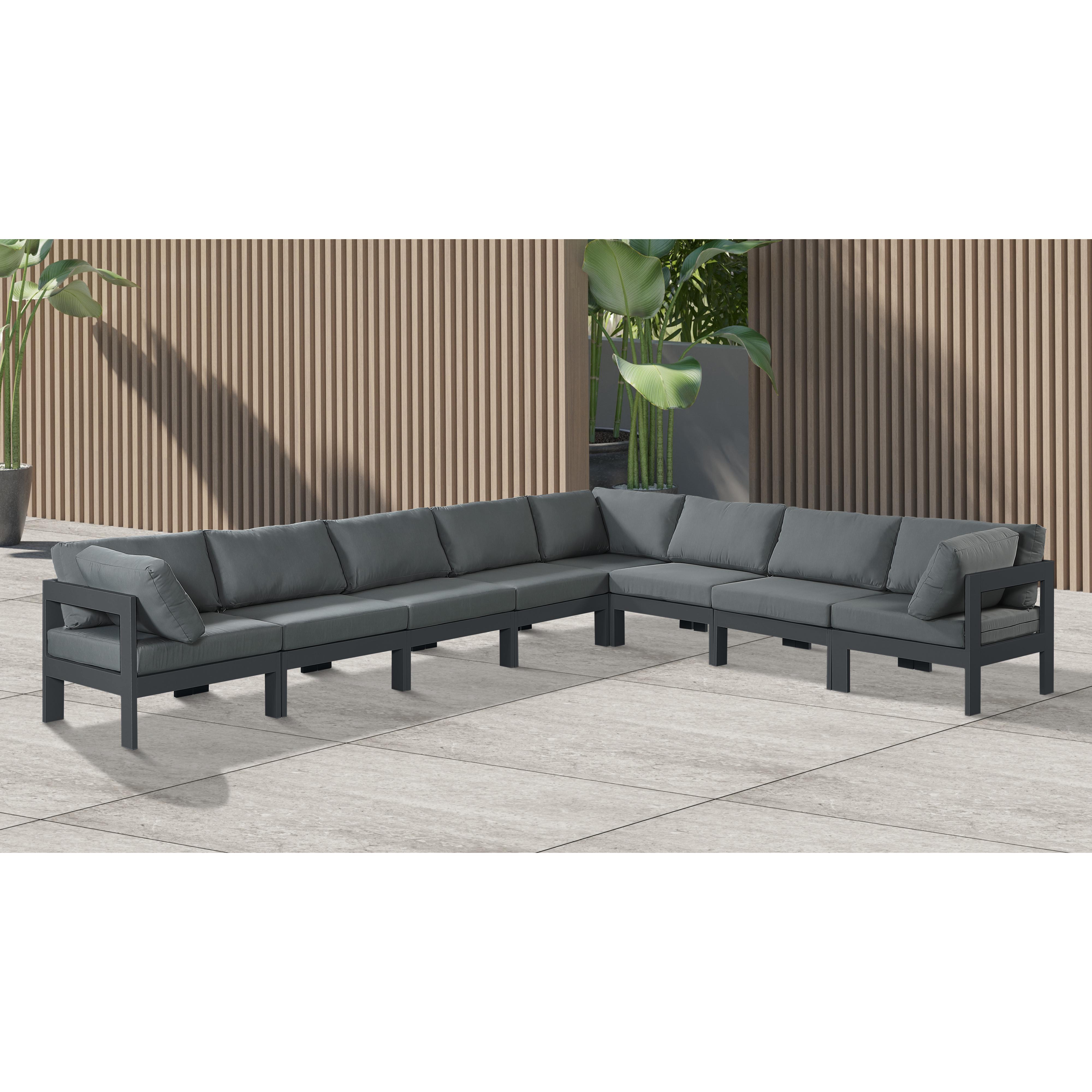 Meridian Nizuc Grey Water Resistant Fabric Outdoor Patio Modular Sectional