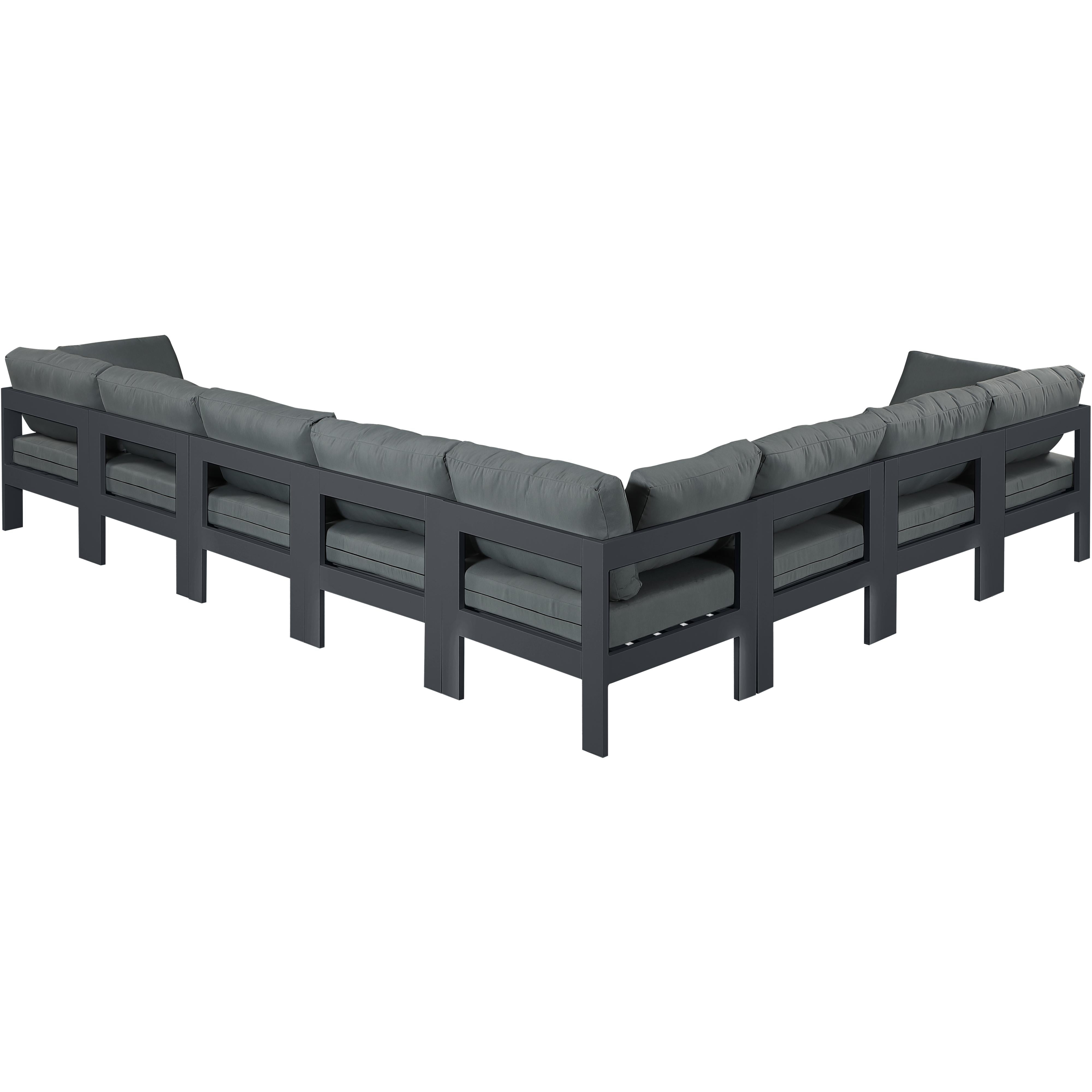 Meridian Nizuc Grey Water Resistant Fabric Outdoor Patio Modular Sectional