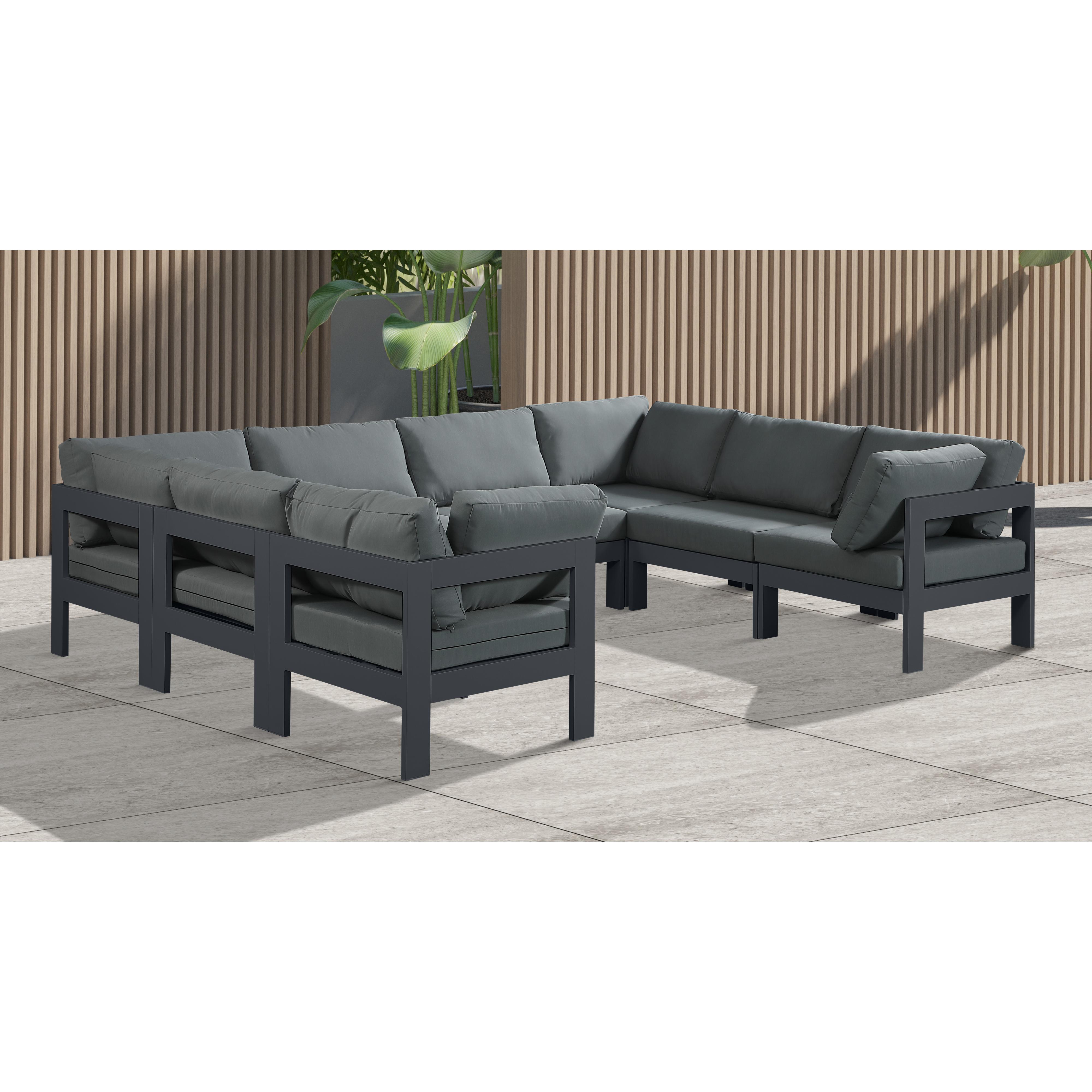 Meridian Nizuc Grey Water Resistant Fabric Outdoor Patio Modular Sectional