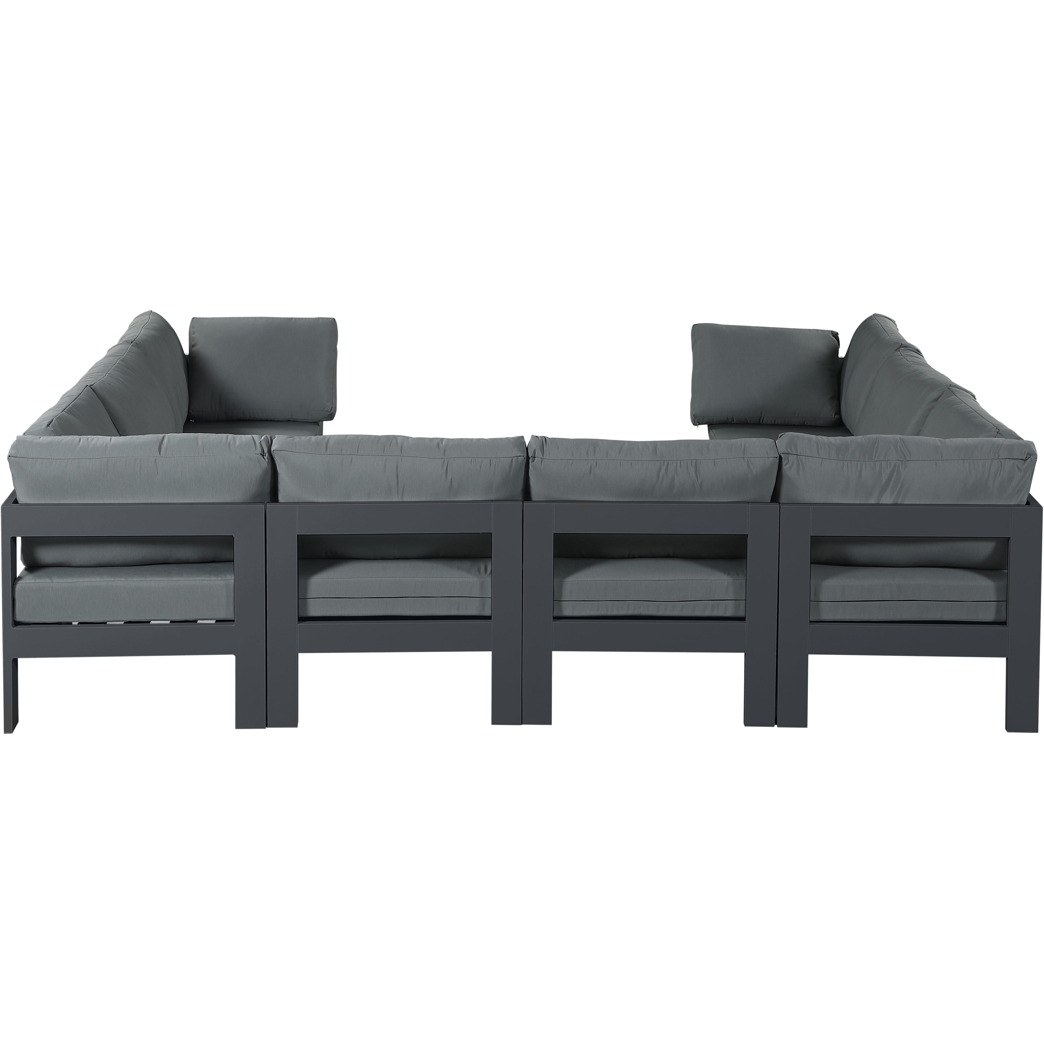 Meridian Nizuc Grey Water Resistant Fabric Outdoor Patio Modular Sectional