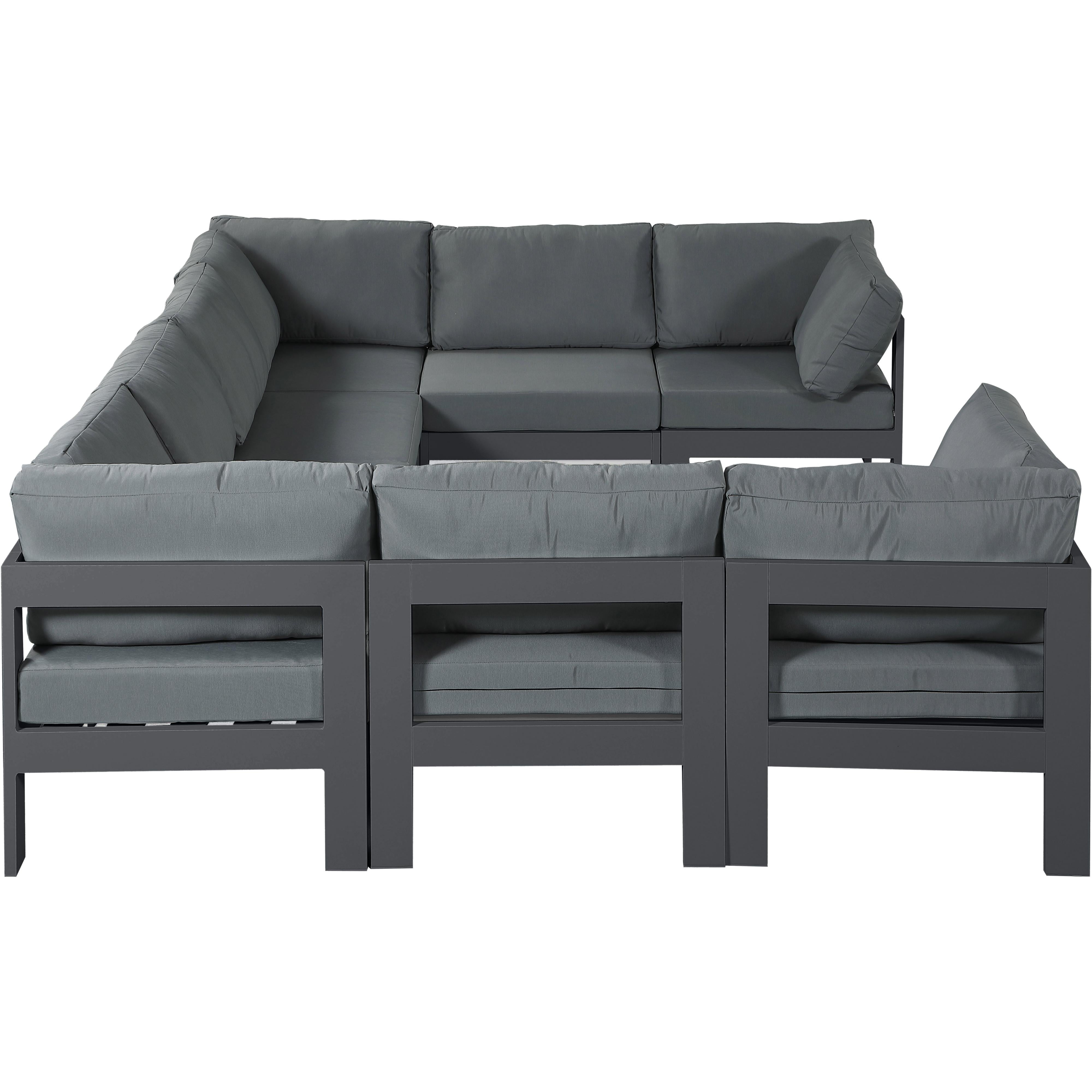 Meridian Nizuc Grey Water Resistant Fabric Outdoor Patio Modular Sectional