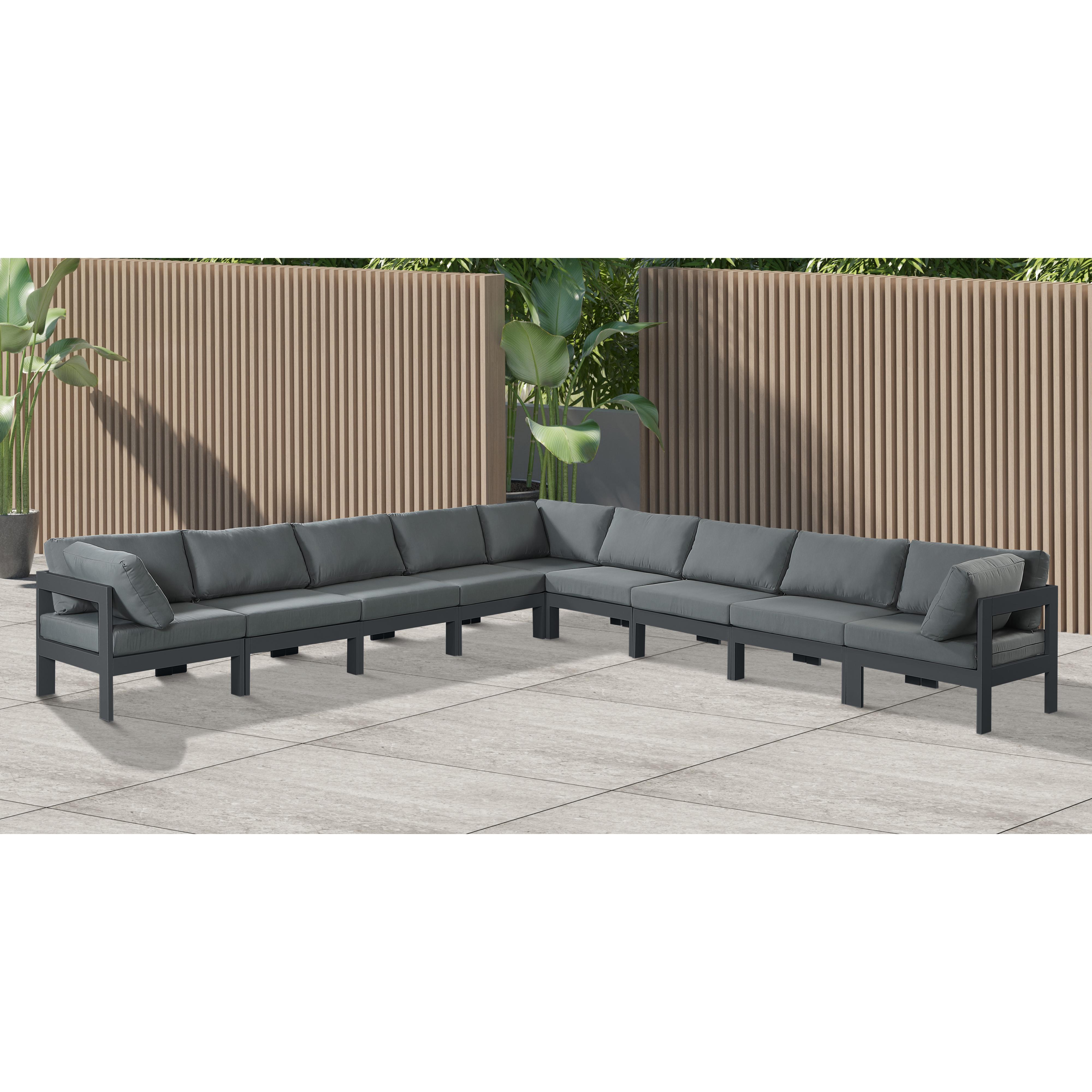Meridian Nizuc Grey Water Resistant Fabric Outdoor Patio Modular Sectional