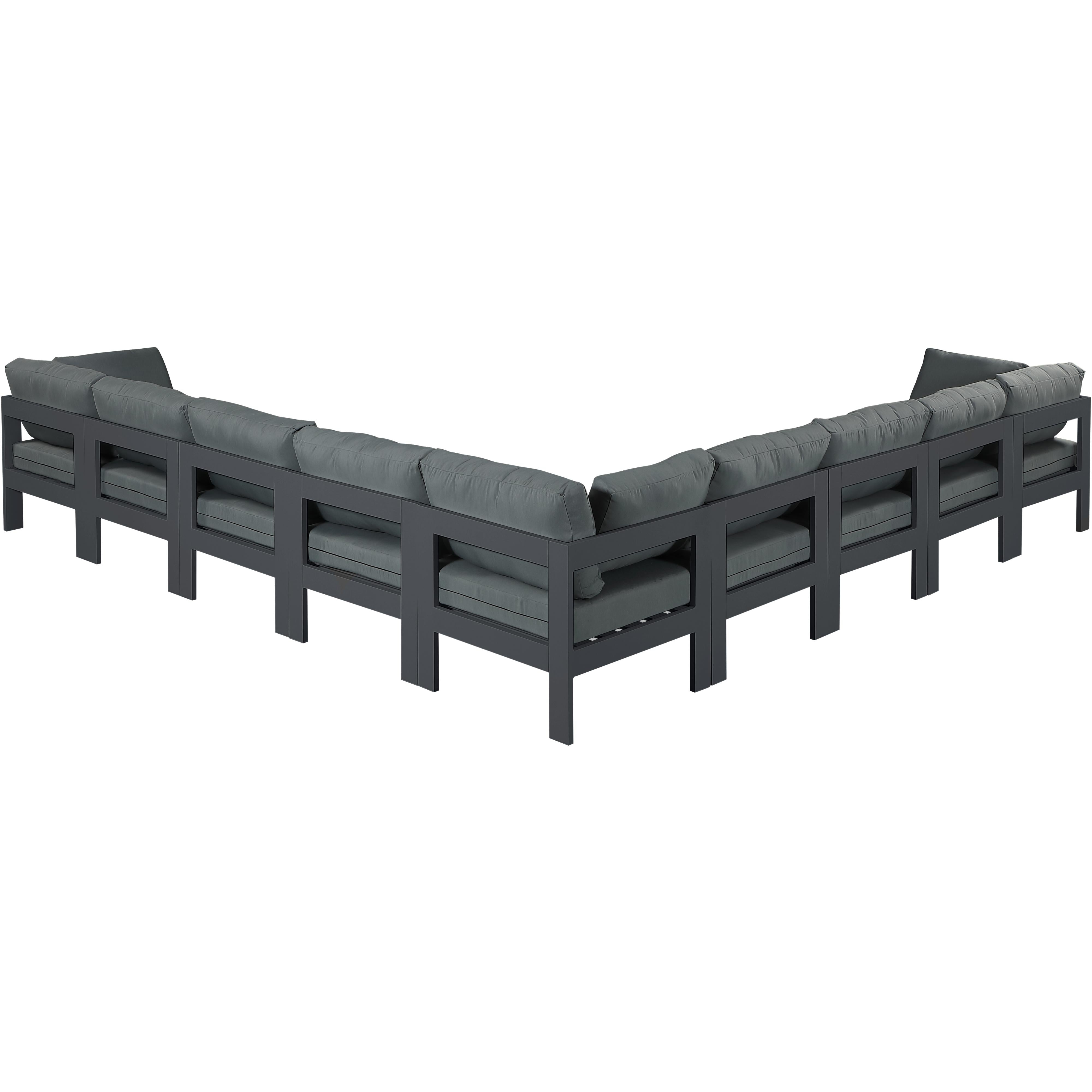 Meridian Nizuc Grey Water Resistant Fabric Outdoor Patio Modular Sectional