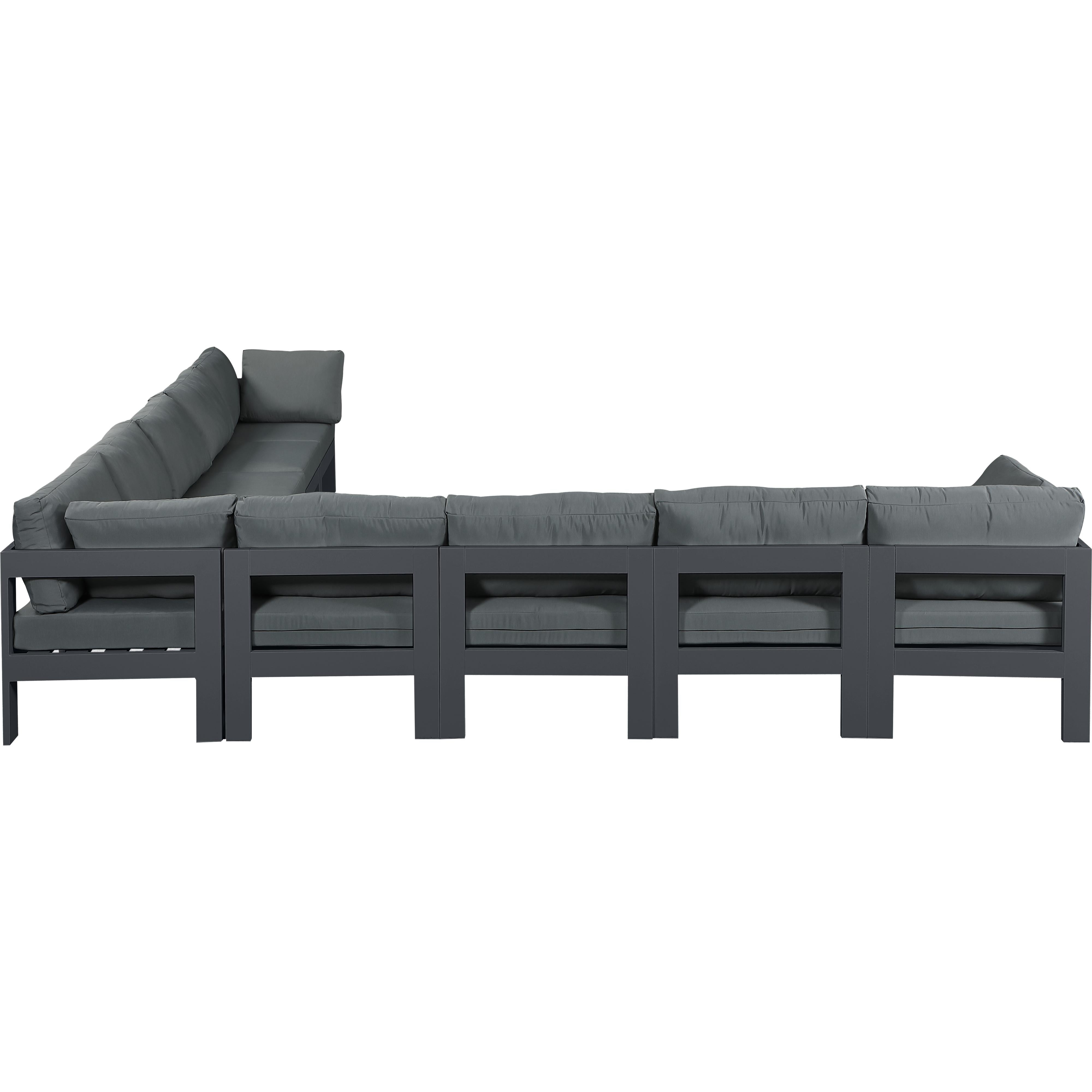 Meridian Nizuc Grey Water Resistant Fabric Outdoor Patio Modular Sectional