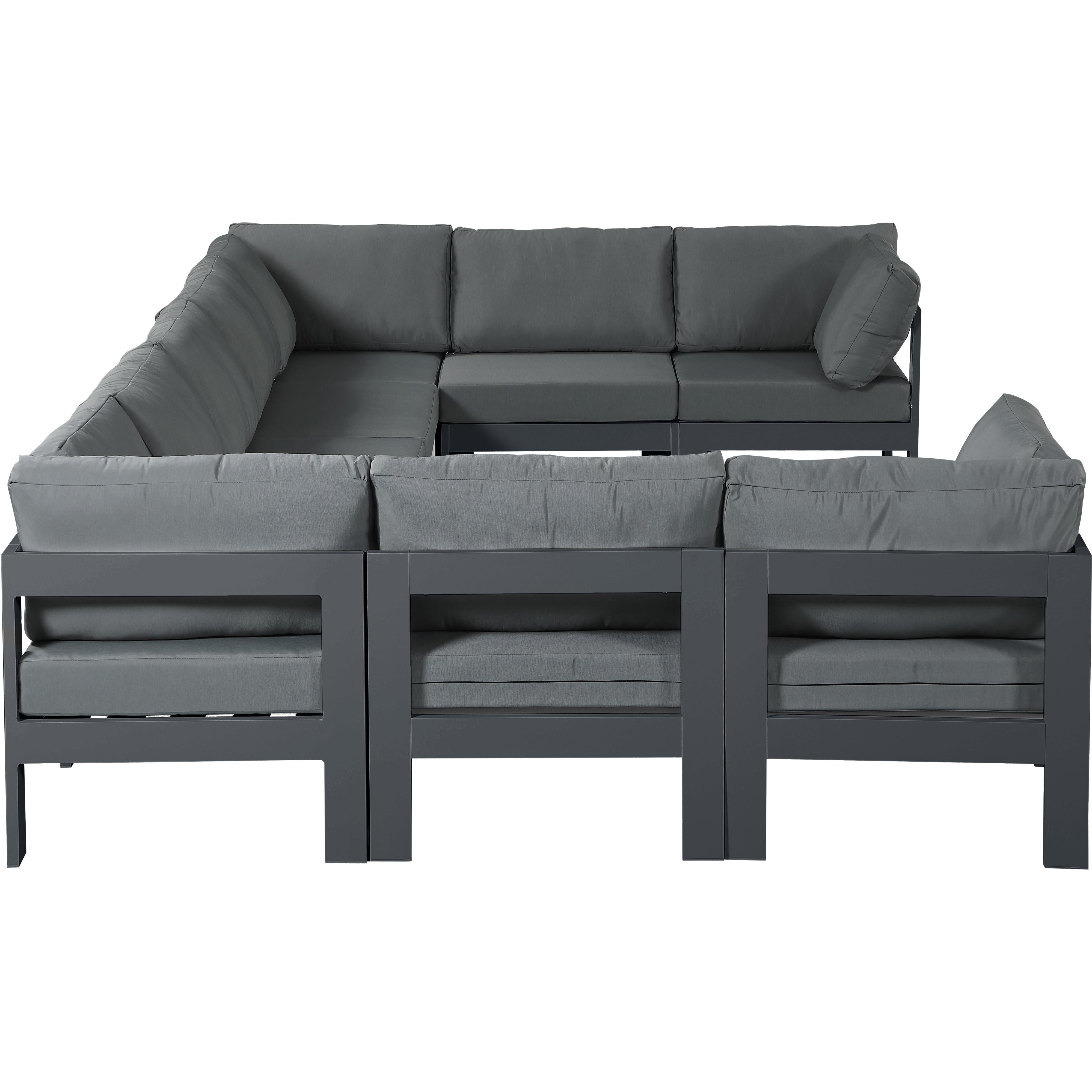 Meridian Nizuc Grey Water Resistant Fabric Outdoor Patio Modular Sectional
