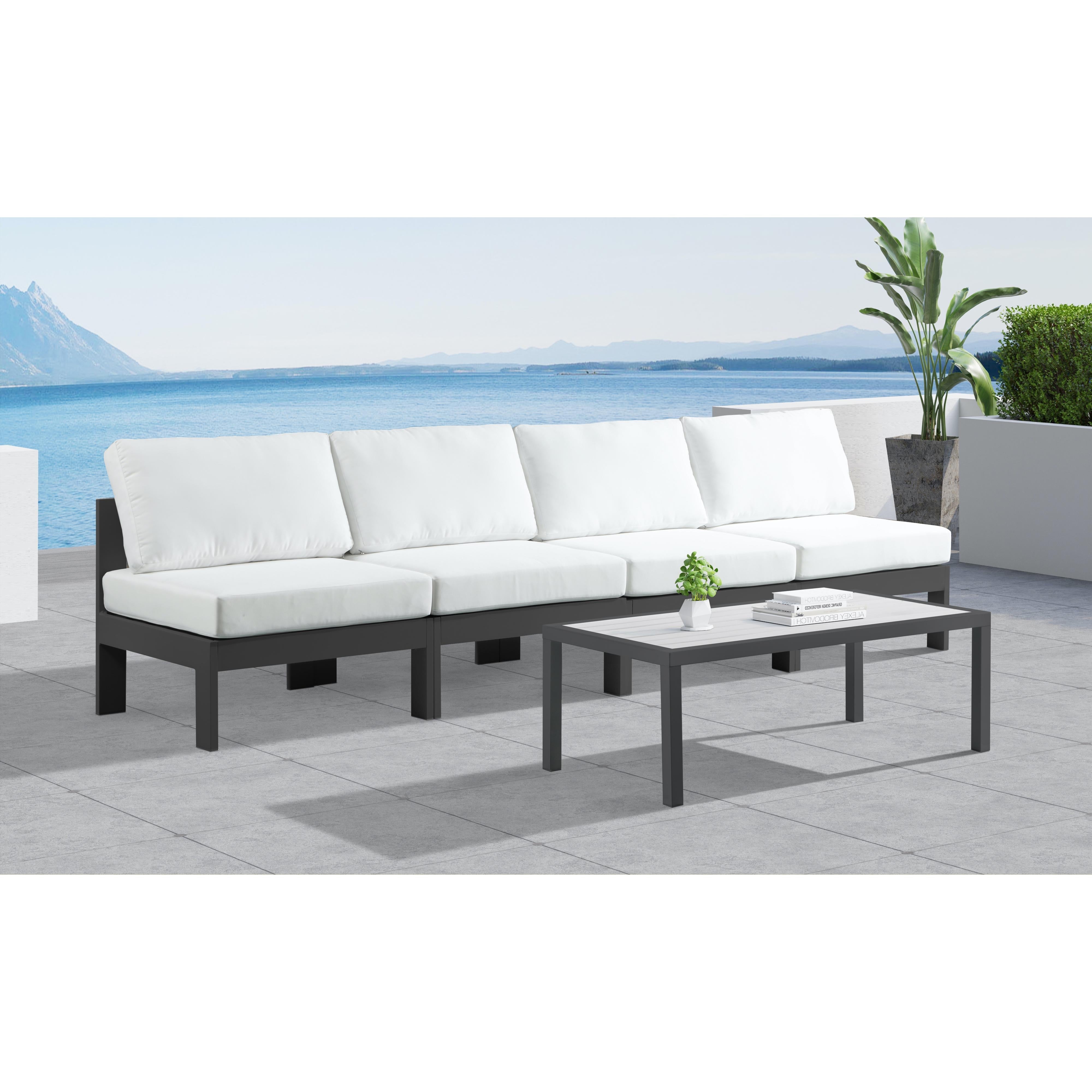 Meridian Nizuc White Water Resistant Fabric Outdoor Patio Modular Sofa