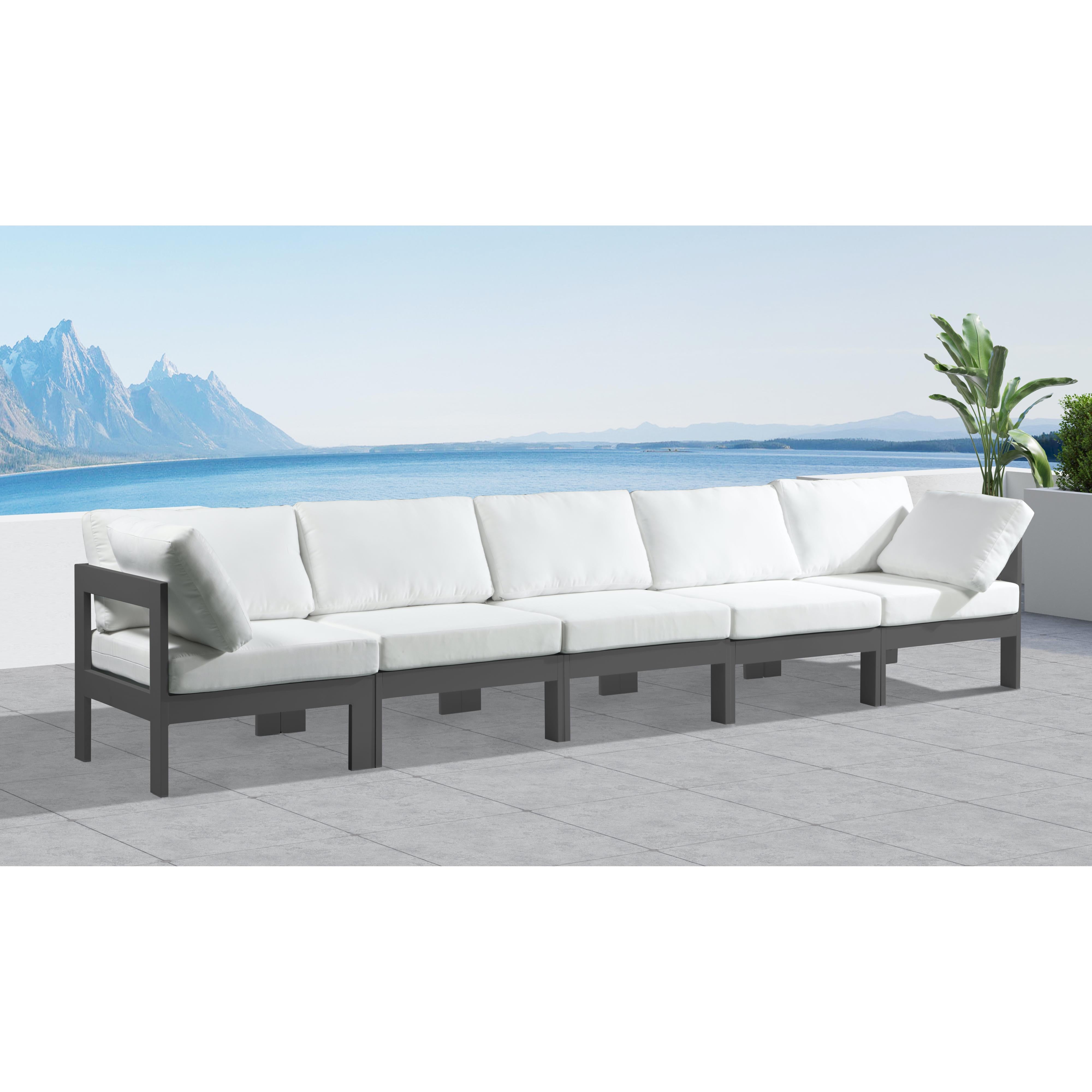 Meridian Nizuc White Water Resistant Fabric Outdoor Patio Modular Sofa