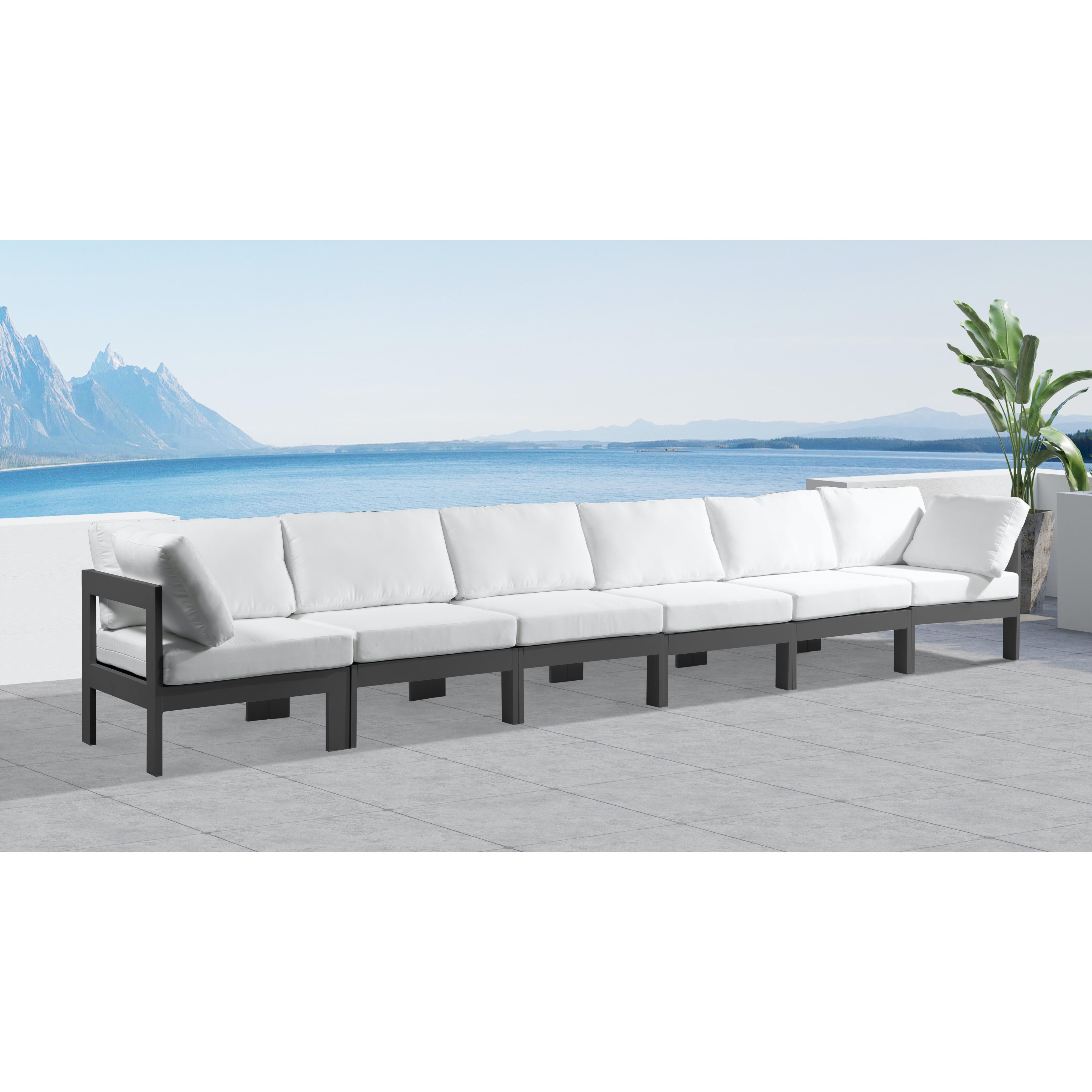 Meridian Nizuc White Water Resistant Fabric Outdoor Patio Modular Sofa