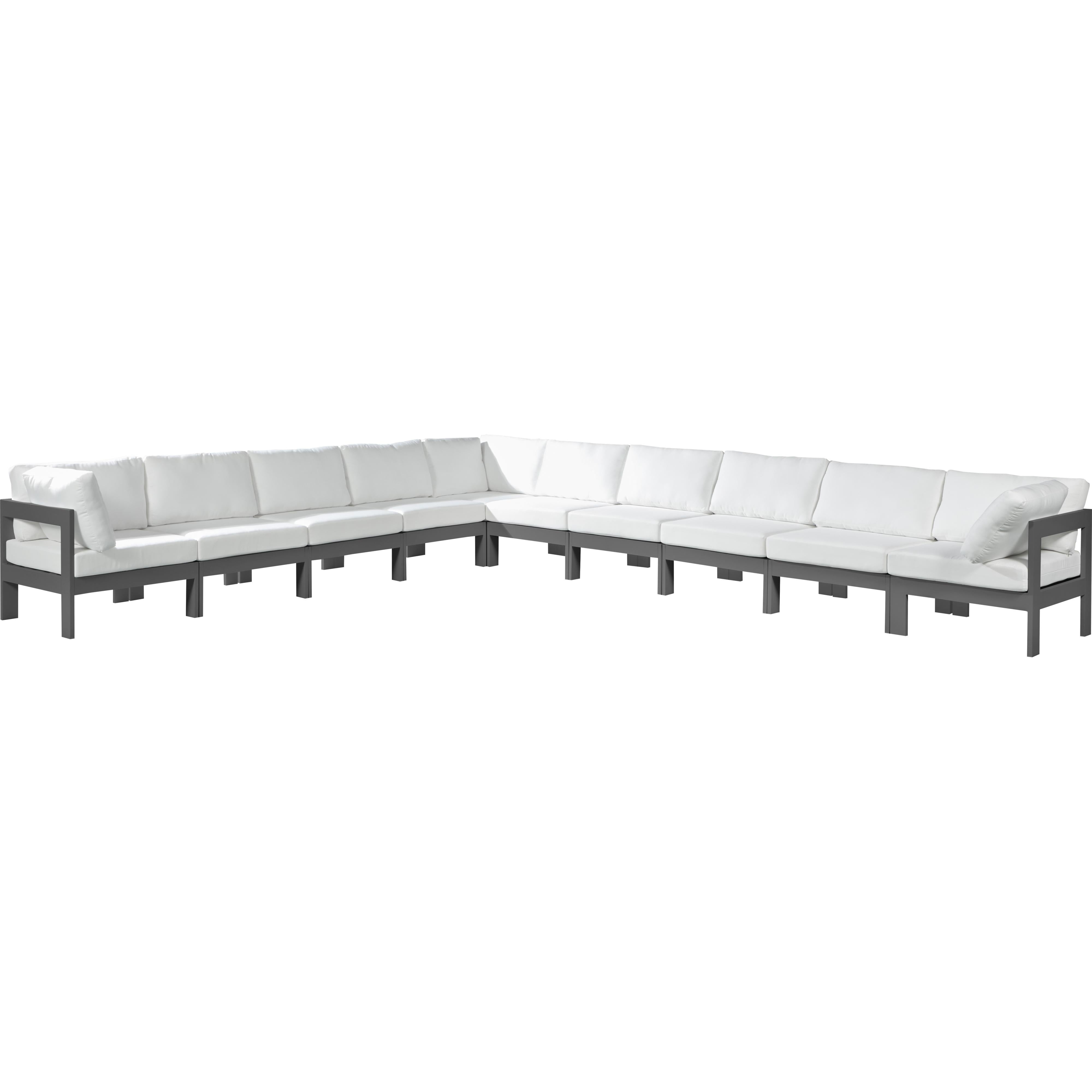 Meridian Nizuc White Water Resistant Fabric Outdoor Patio Modular Sectional