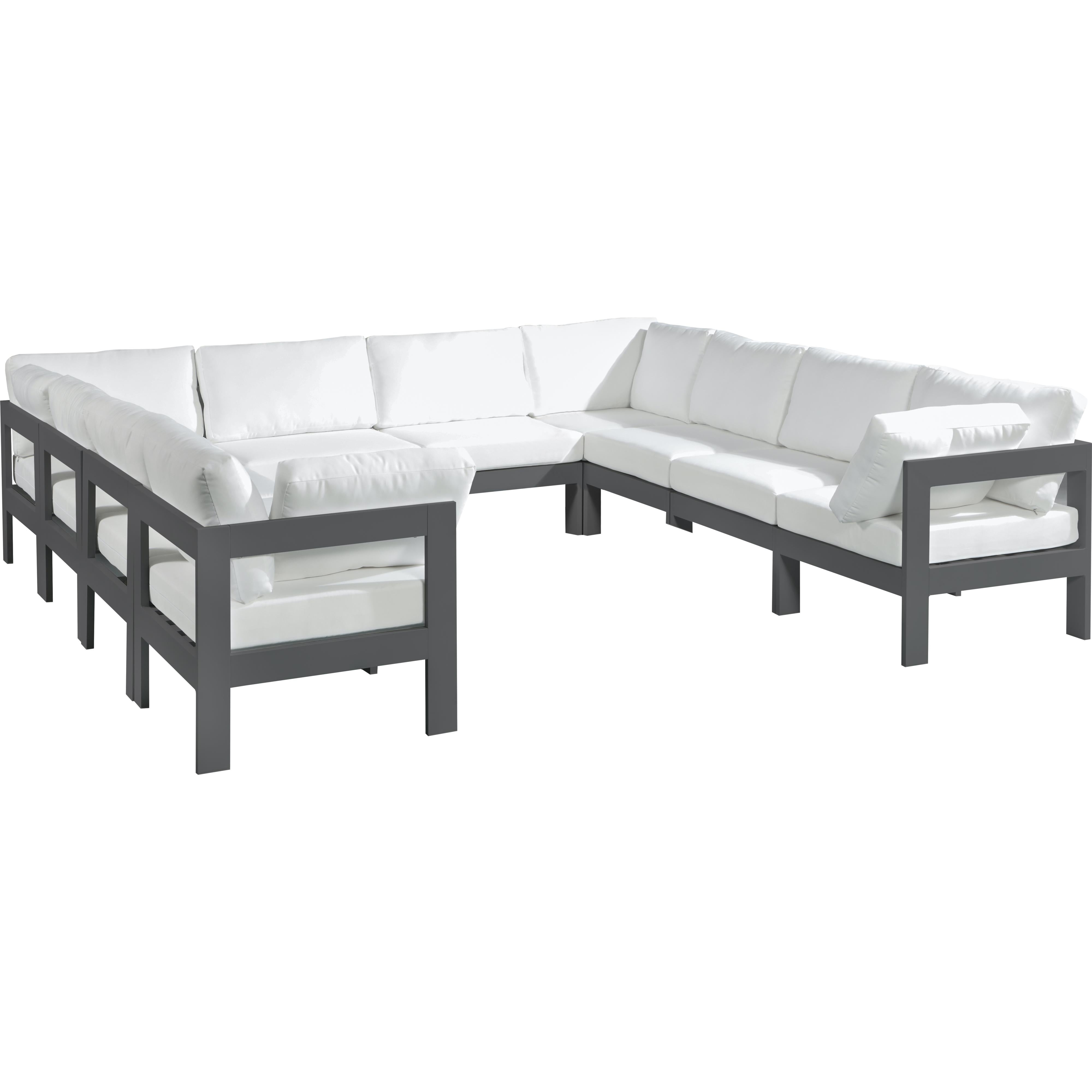 Meridian Nizuc White Water Resistant Fabric Outdoor Patio Modular Sectional
