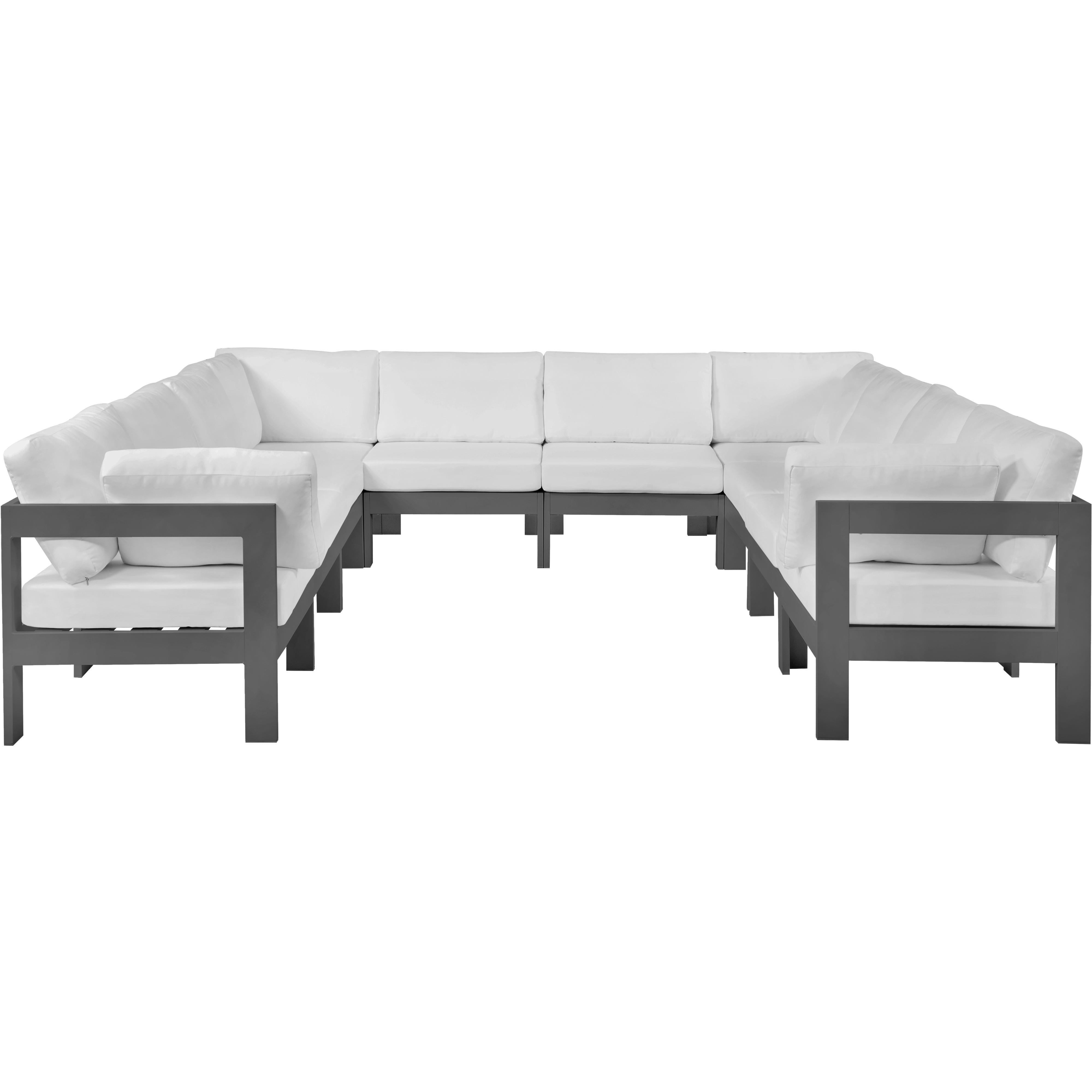 Meridian Nizuc White Water Resistant Fabric Outdoor Patio Modular Sectional