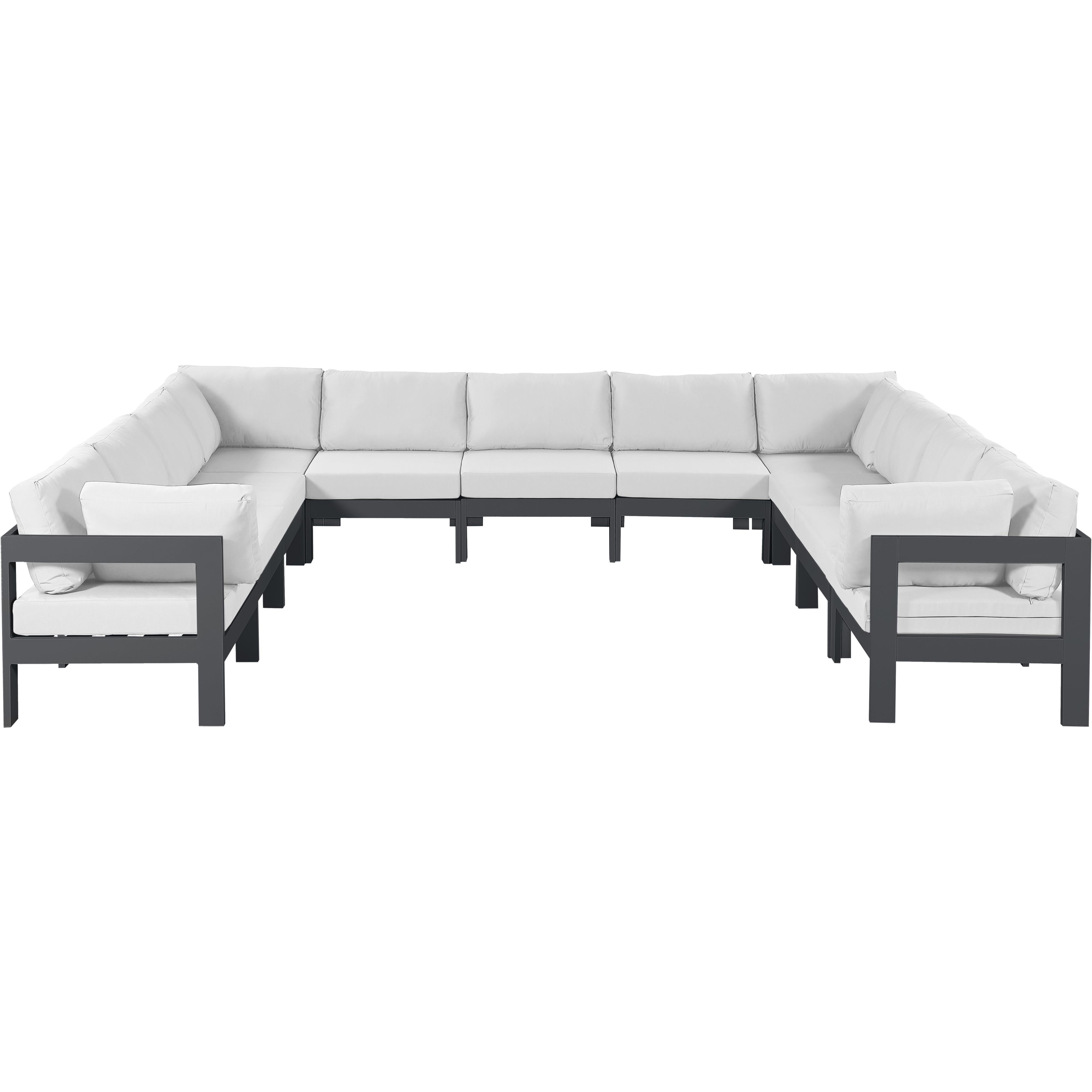 Meridian Nizuc White Water Resistant Fabric Outdoor Patio Modular Sectional
