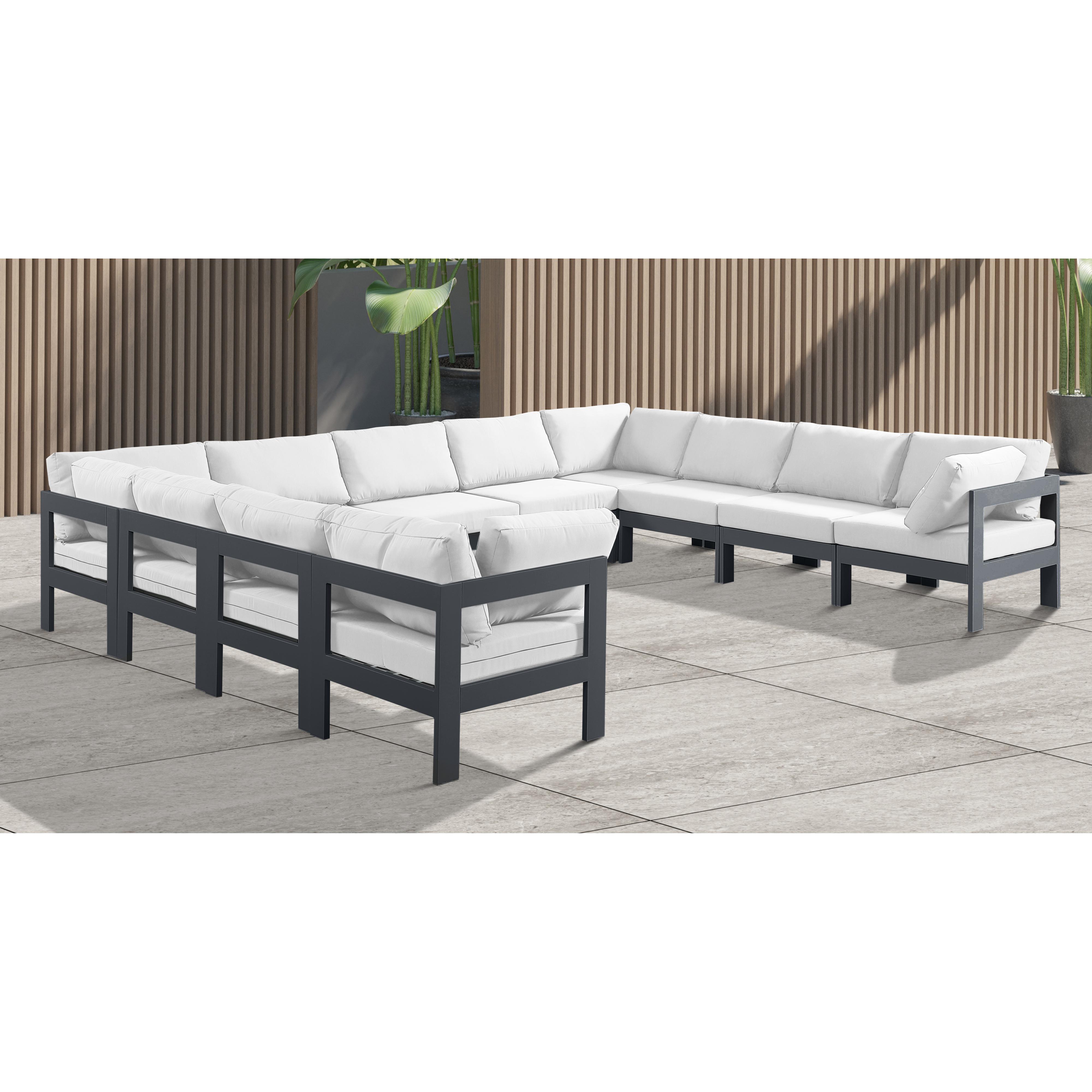 Meridian Nizuc White Water Resistant Fabric Outdoor Patio Modular Sectional