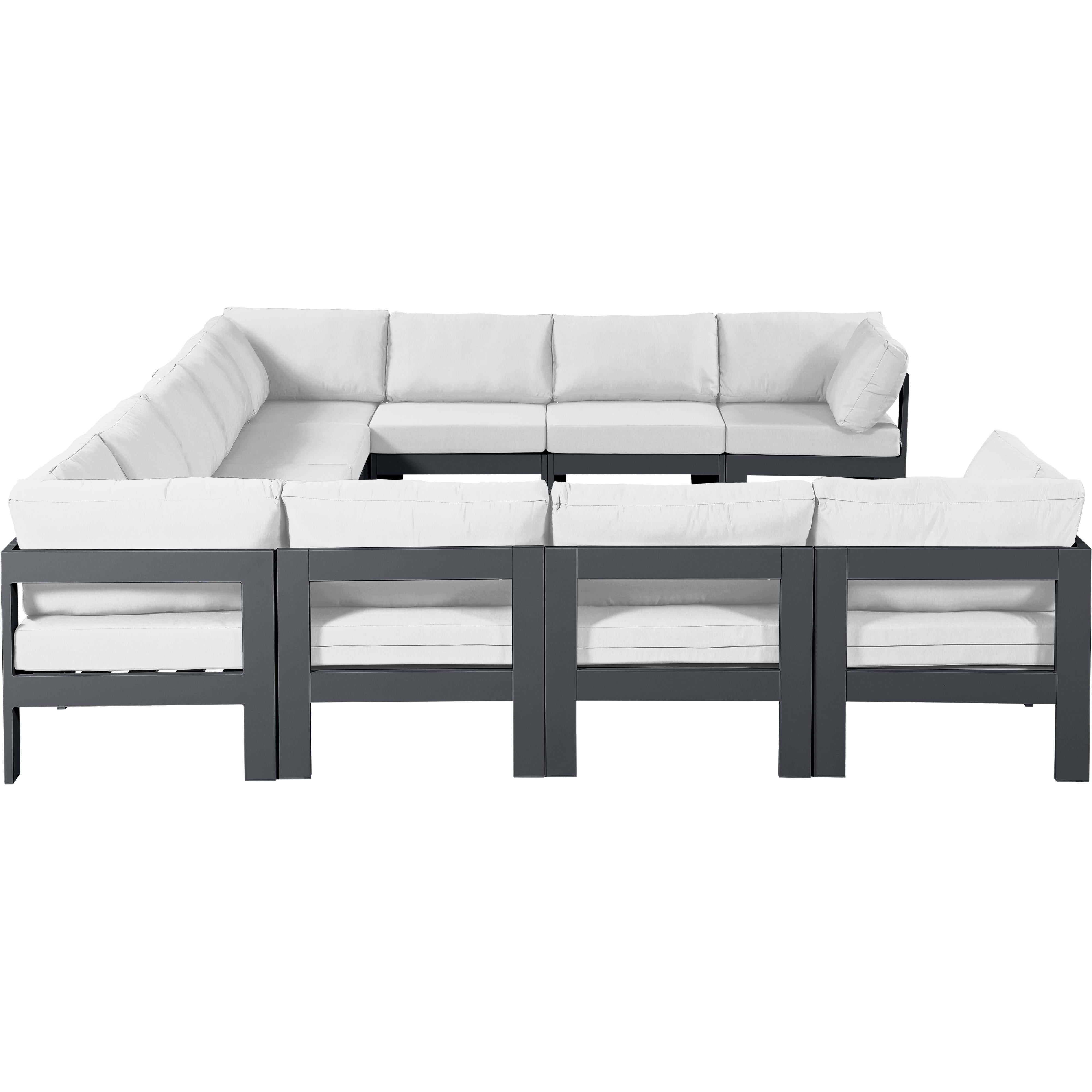 Meridian Nizuc White Water Resistant Fabric Outdoor Patio Modular Sectional