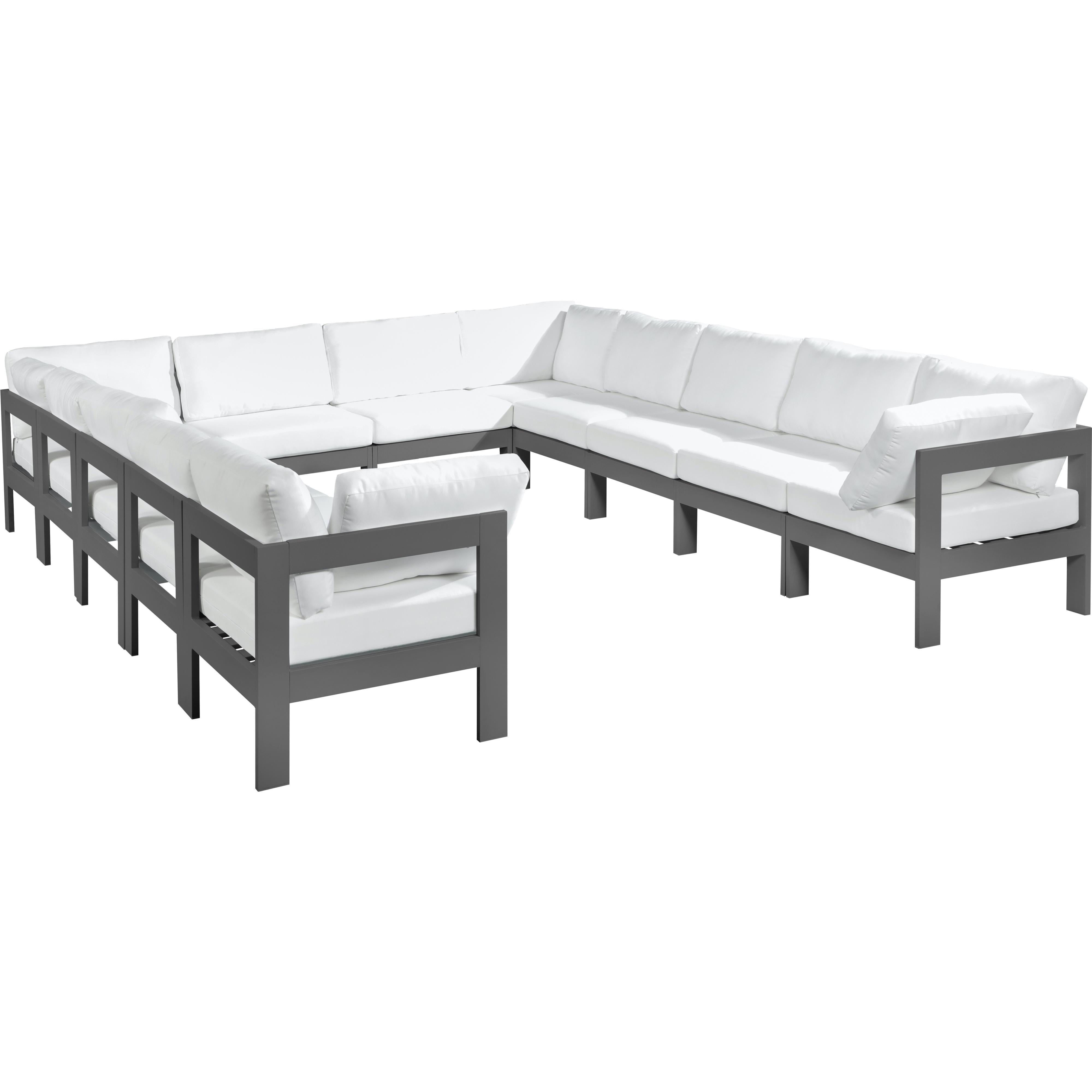 Meridian Nizuc White Water Resistant Fabric Outdoor Patio Modular Sectional