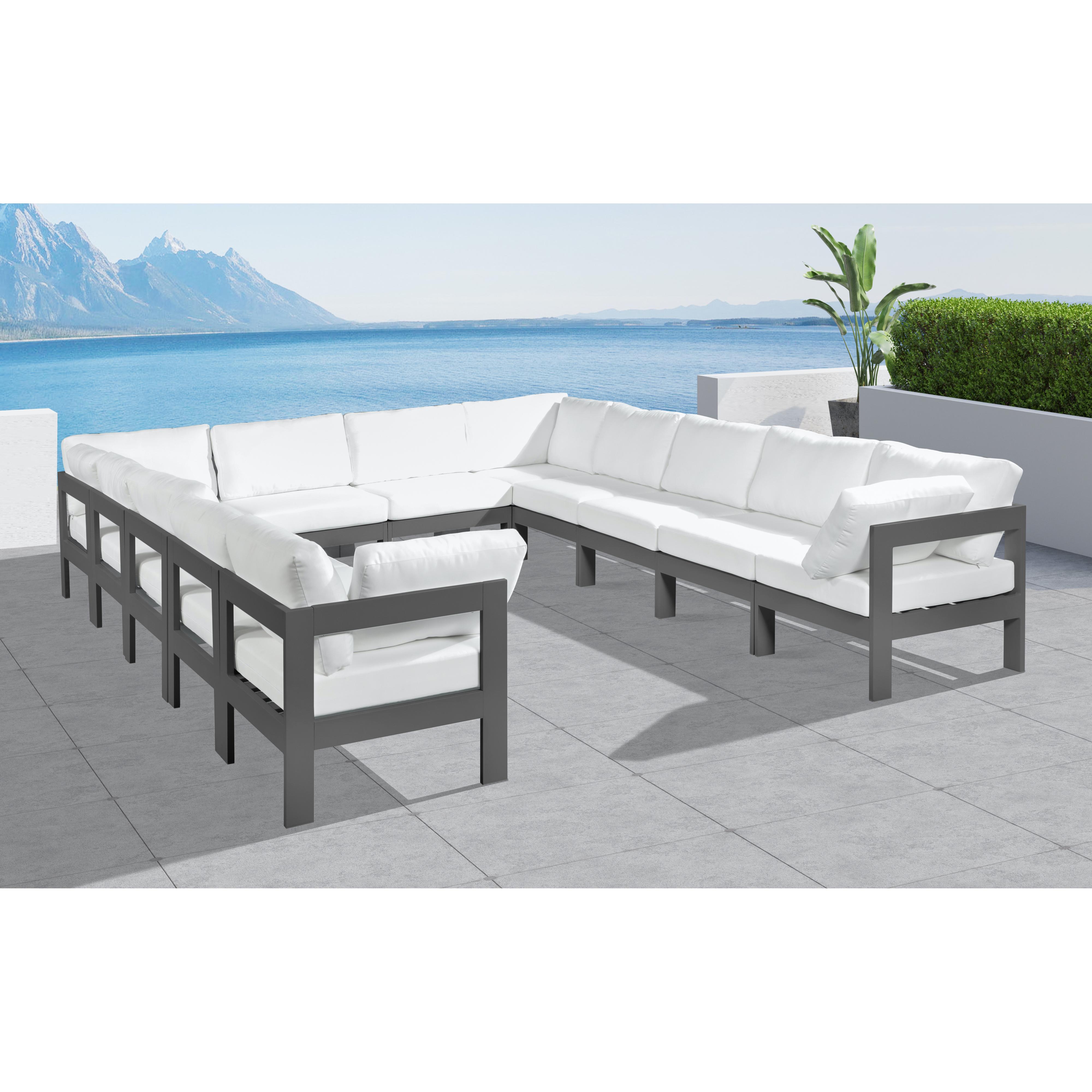 Meridian Nizuc White Water Resistant Fabric Outdoor Patio Modular Sectional