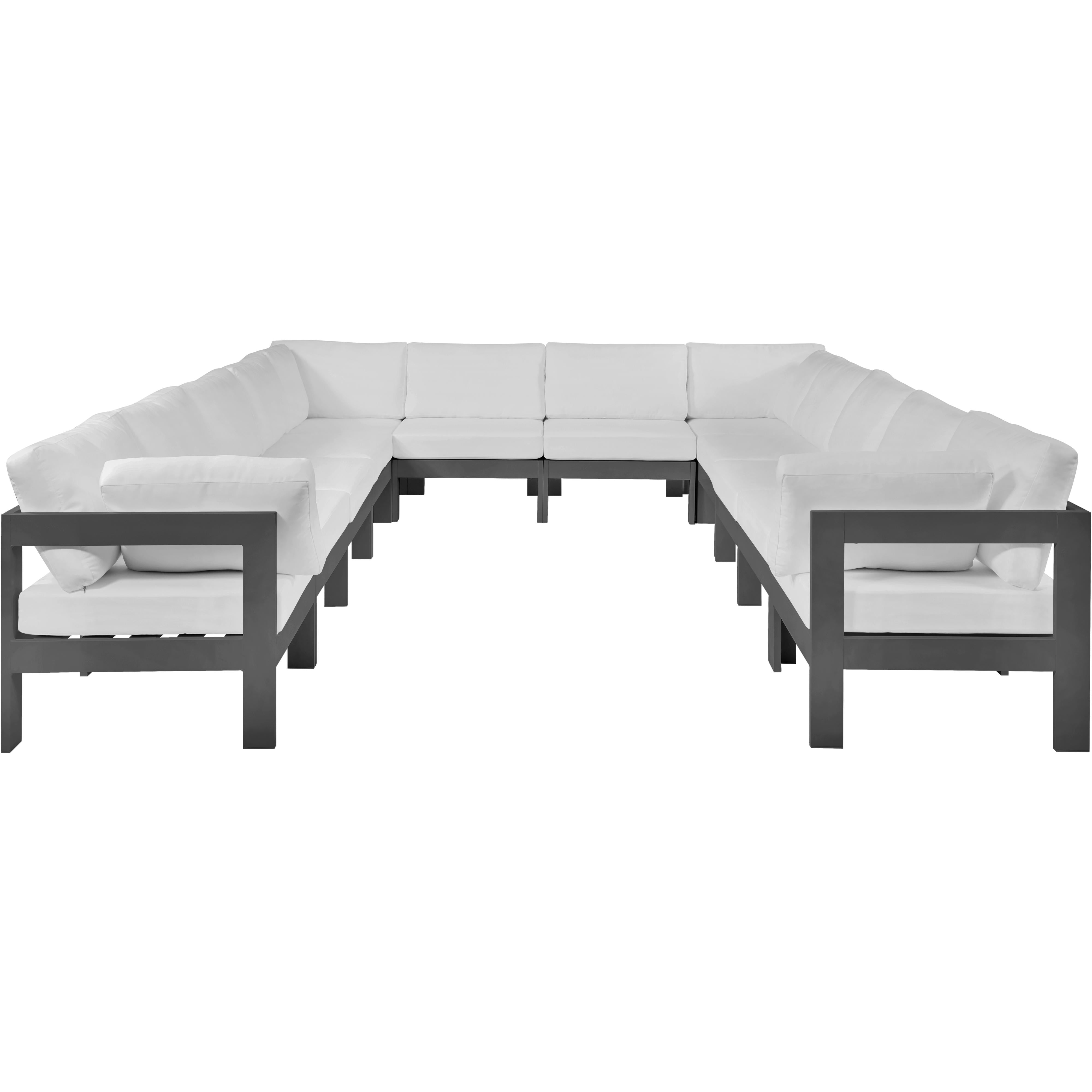 Meridian Nizuc White Water Resistant Fabric Outdoor Patio Modular Sectional
