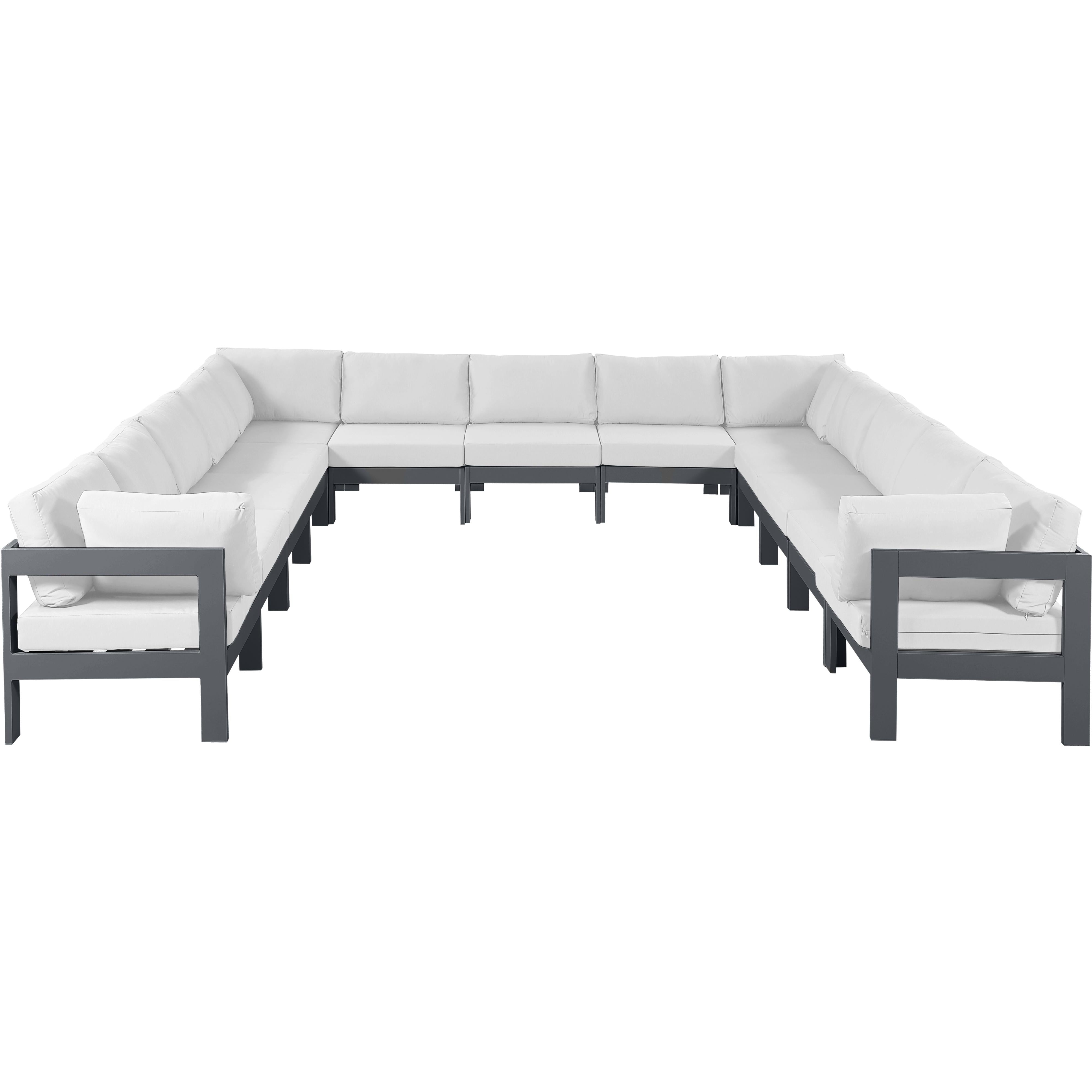 Meridian Nizuc White Water Resistant Fabric Outdoor Patio Modular Sectional