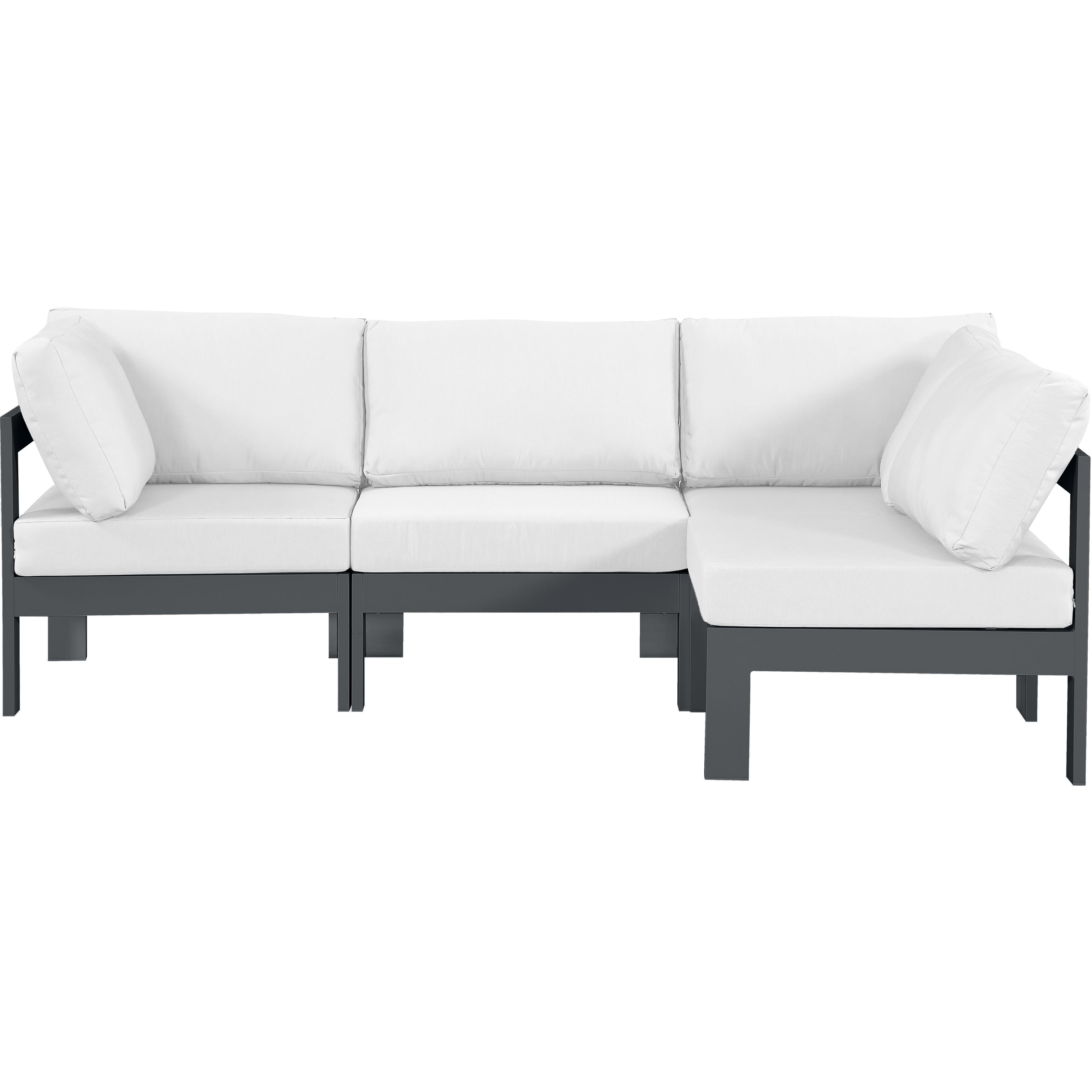 Meridian Nizuc White Water Resistant Fabric Outdoor Patio Modular Sectional