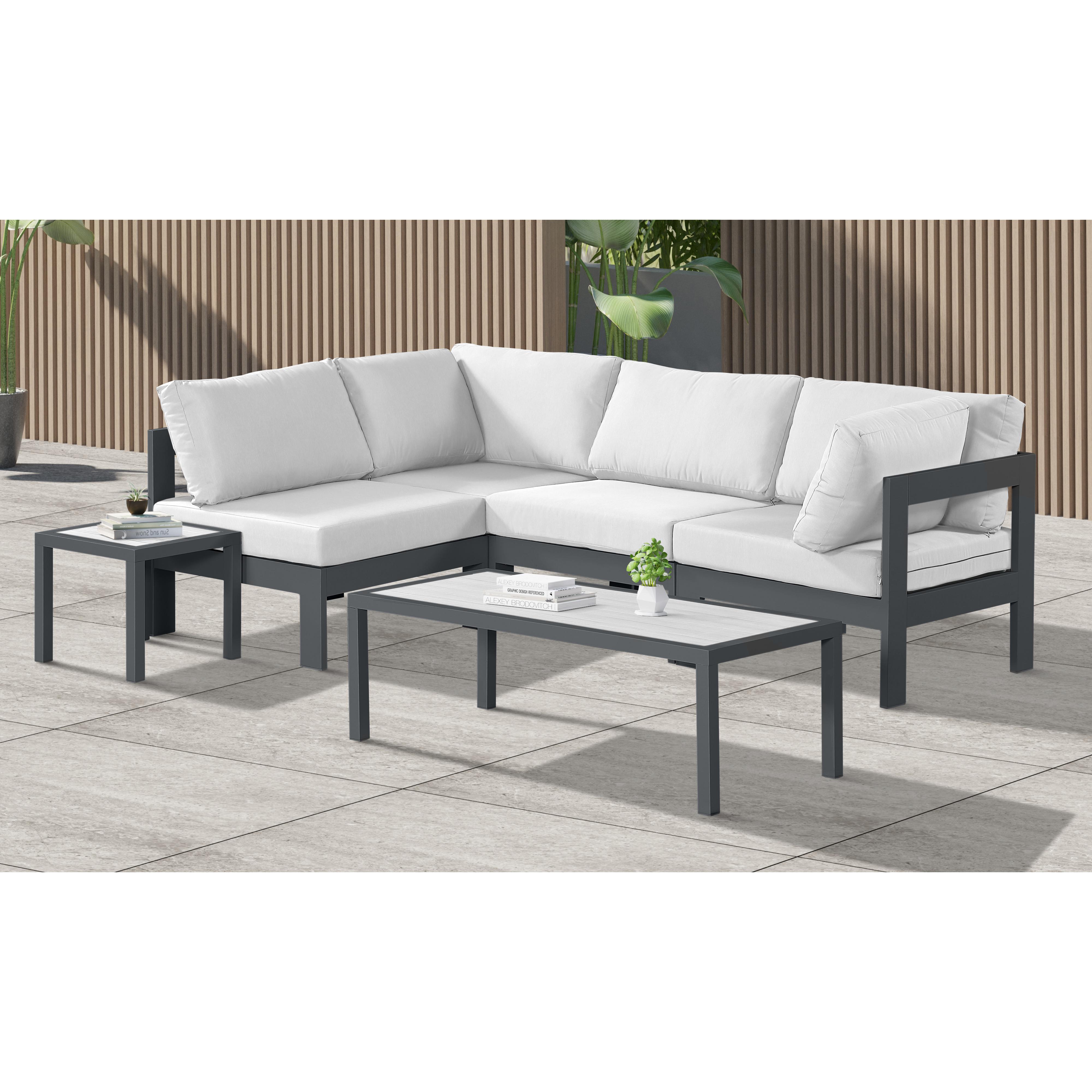 Meridian Nizuc White Water Resistant Fabric Outdoor Patio Modular Sectional