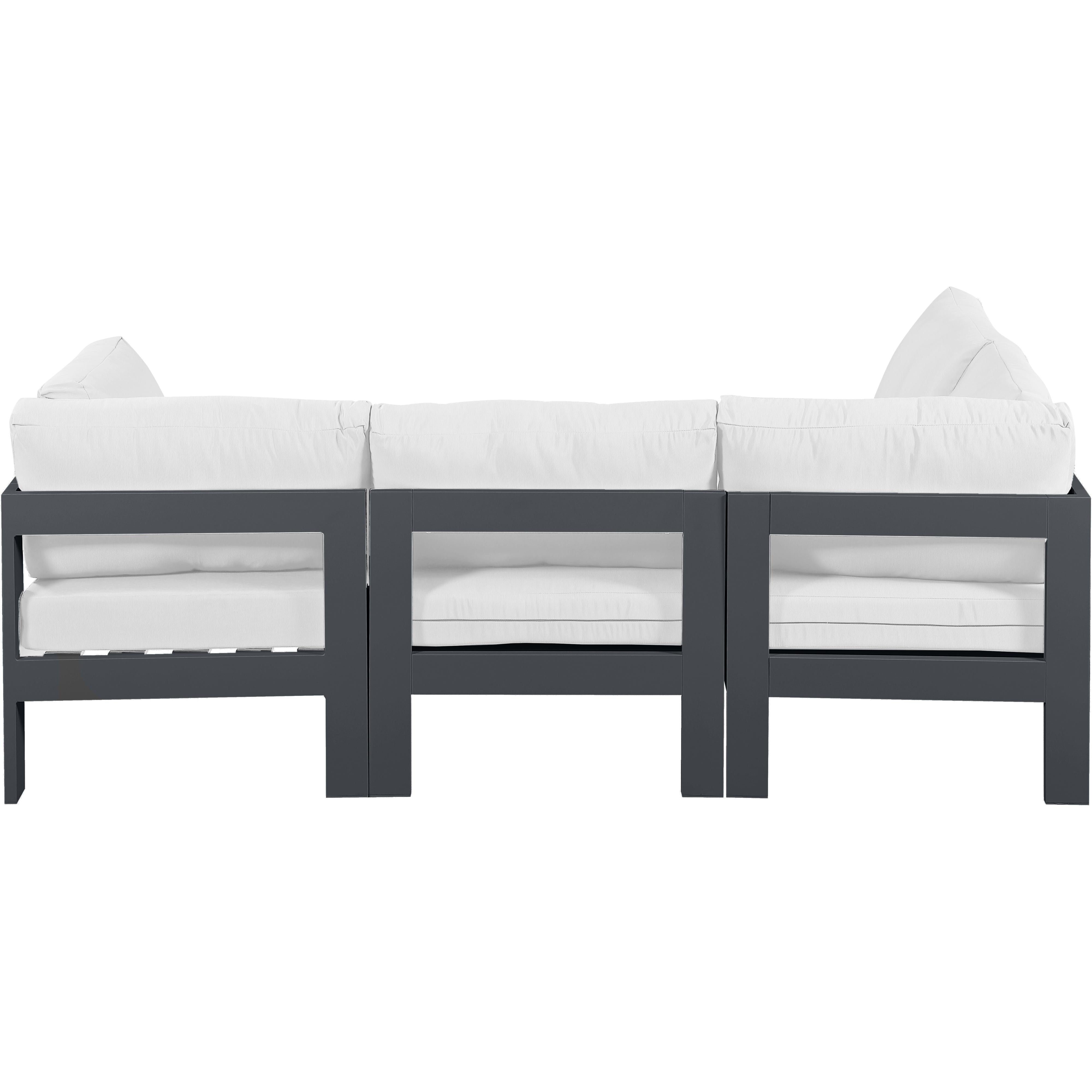 Meridian Nizuc White Water Resistant Fabric Outdoor Patio Modular Sectional