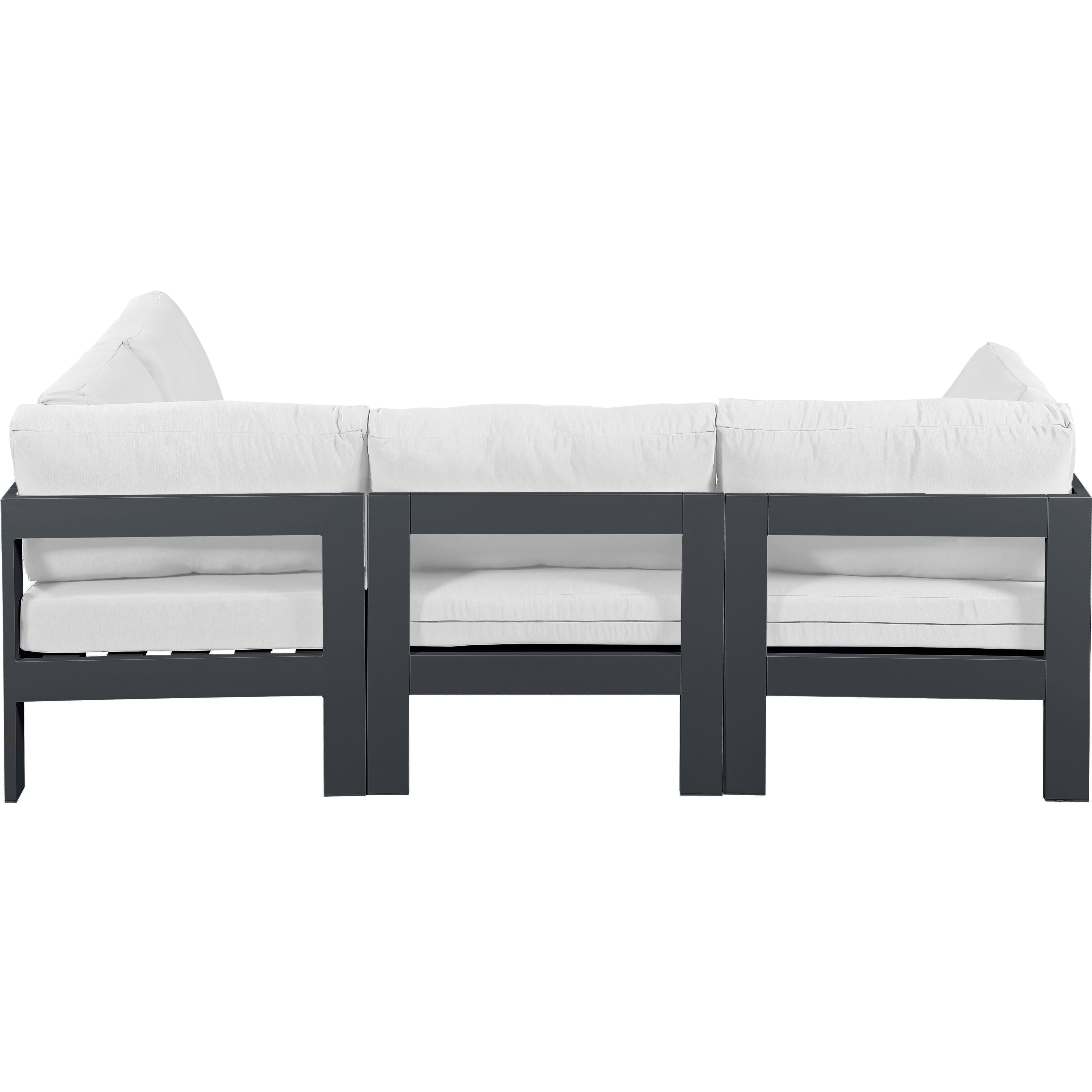 Meridian Nizuc White Water Resistant Fabric Outdoor Patio Modular Sectional