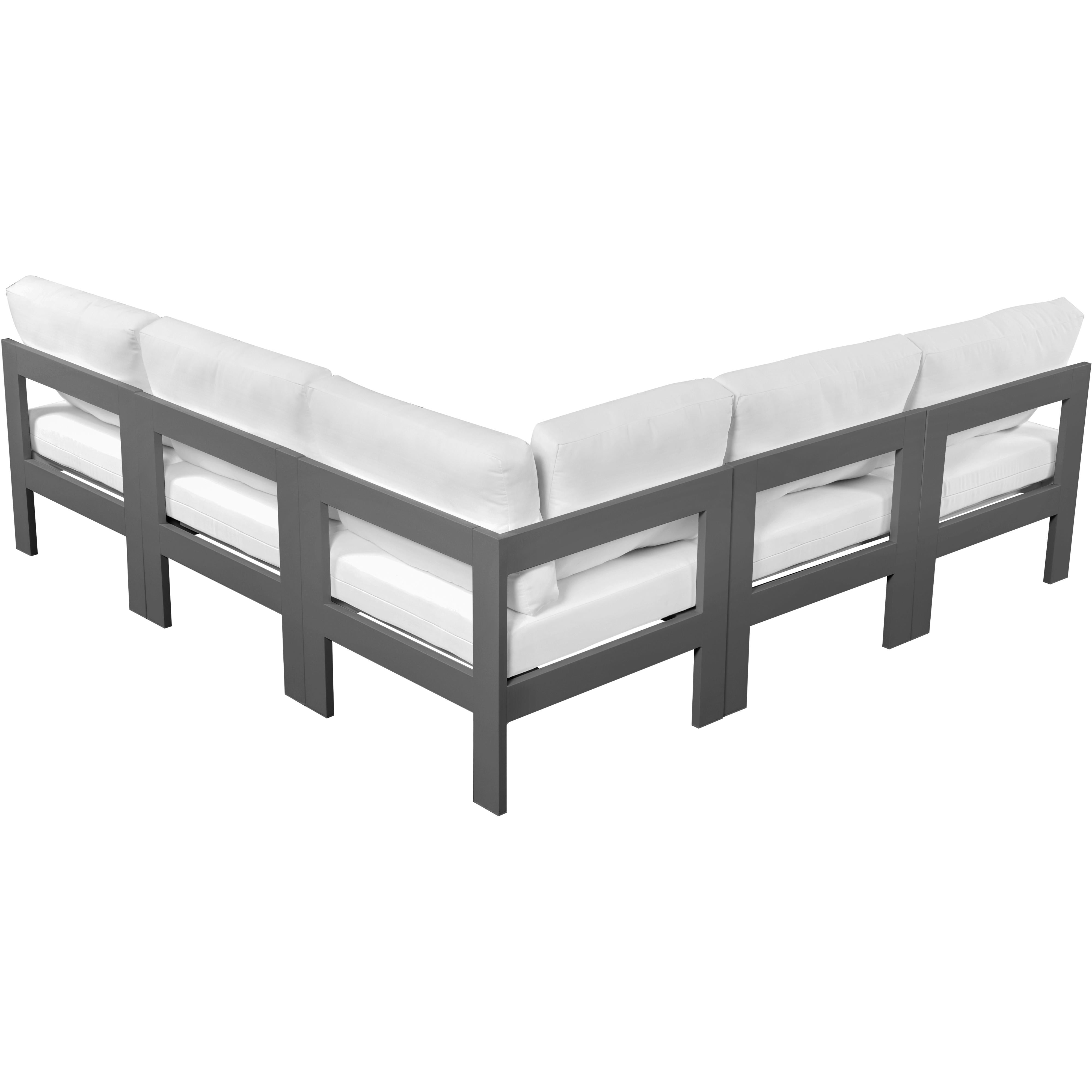 Meridian Nizuc White Water Resistant Fabric Outdoor Patio Modular Sectional