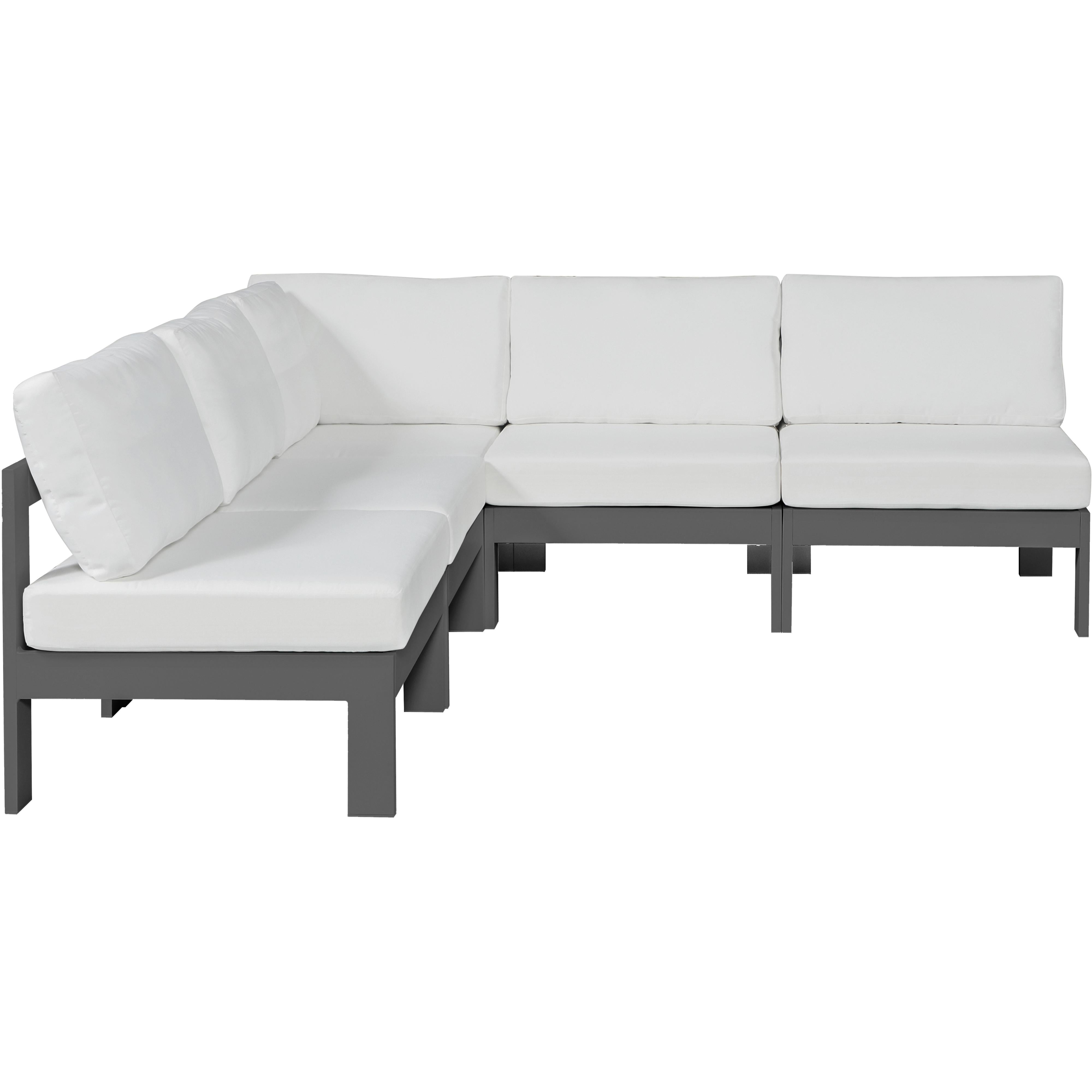 Meridian Nizuc White Water Resistant Fabric Outdoor Patio Modular Sectional