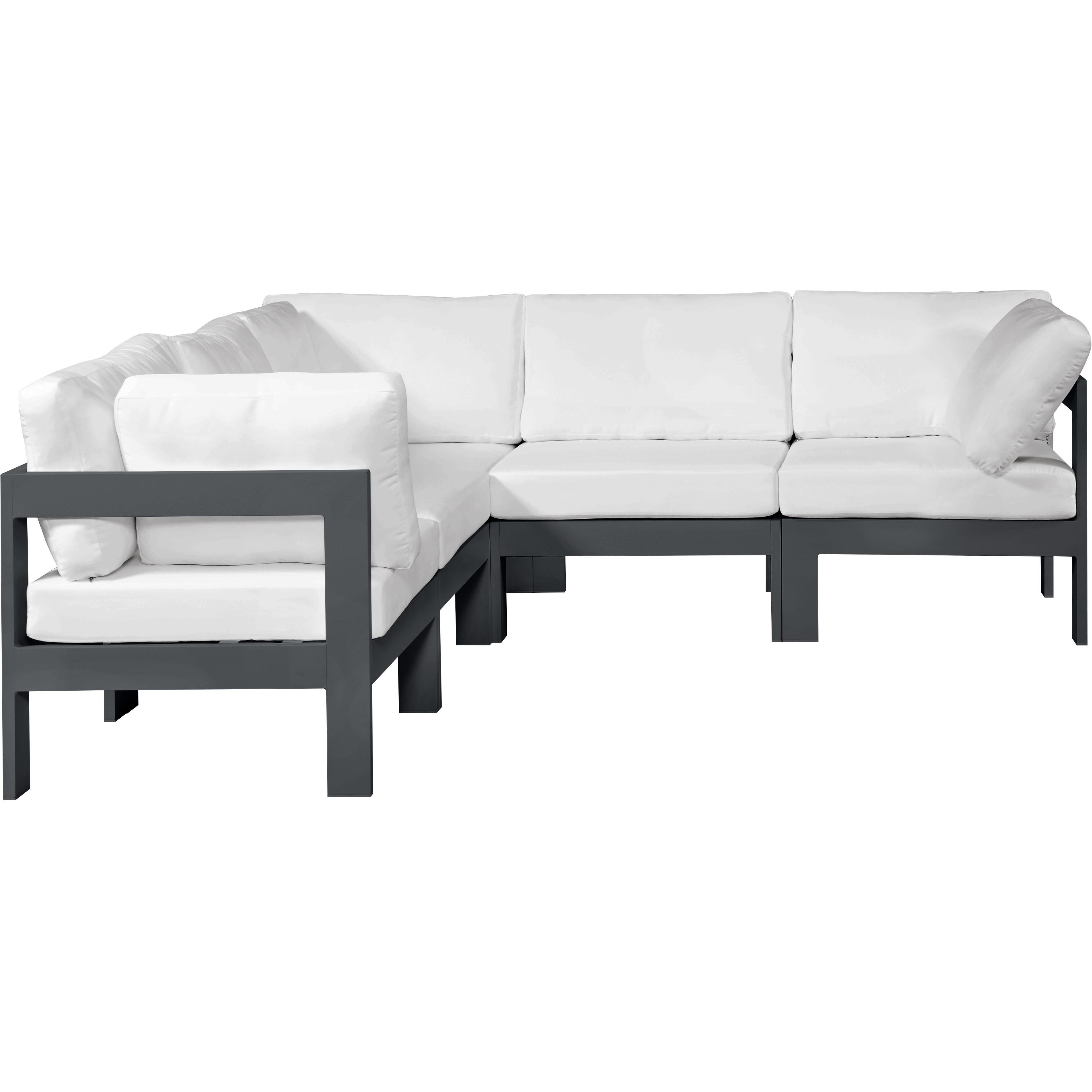 Meridian Nizuc White Water Resistant Fabric Outdoor Patio Modular Sectional