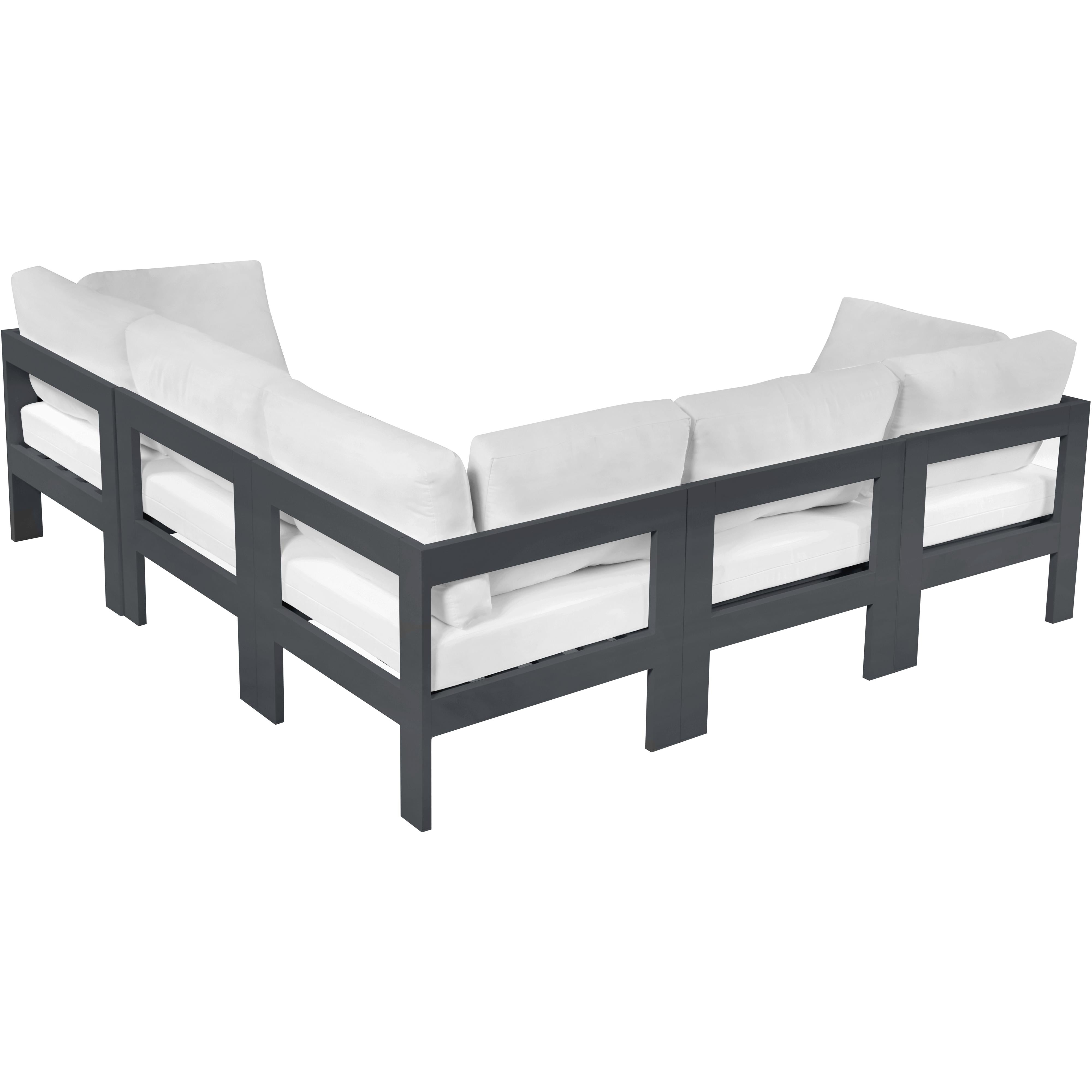 Meridian Nizuc White Water Resistant Fabric Outdoor Patio Modular Sectional