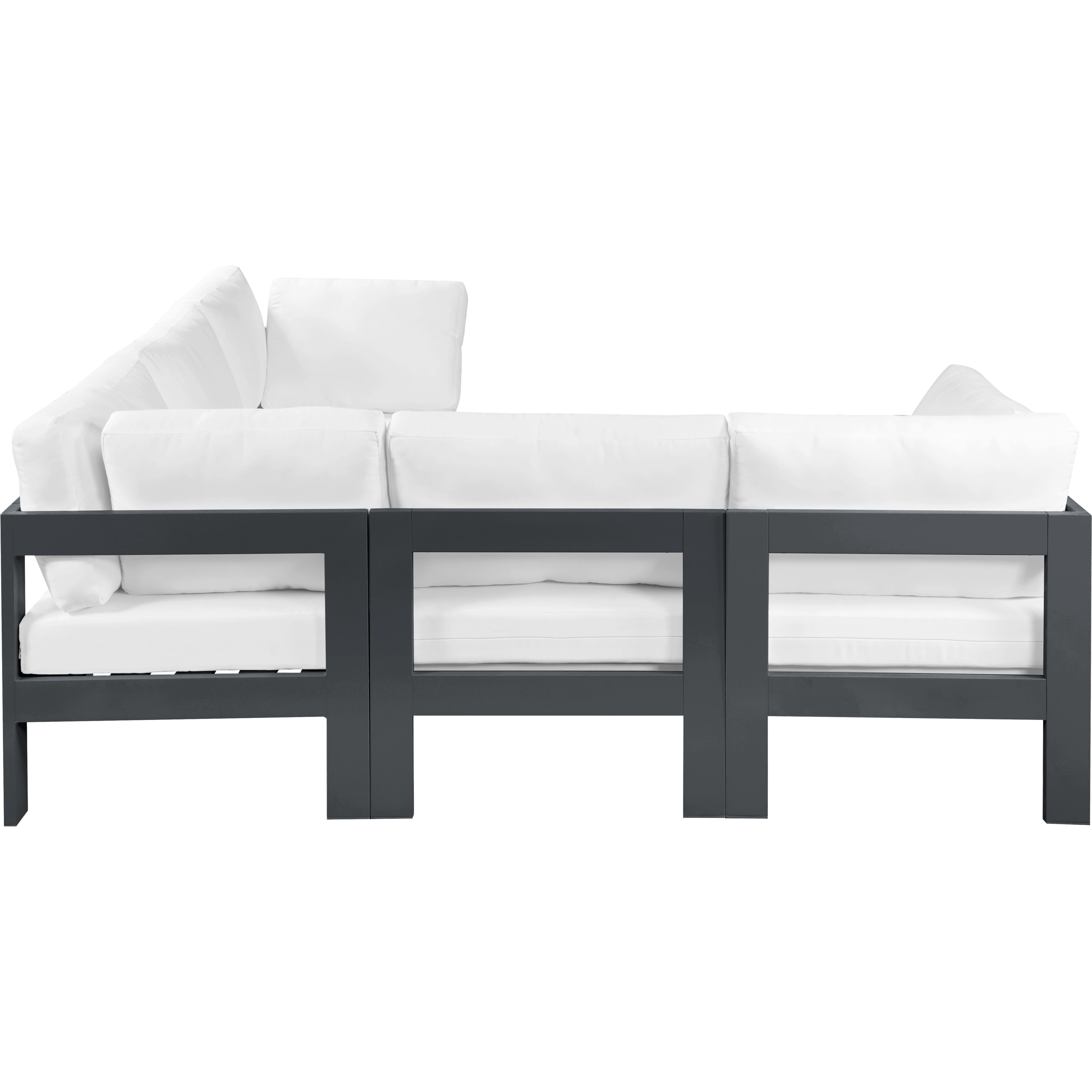 Meridian Nizuc White Water Resistant Fabric Outdoor Patio Modular Sectional